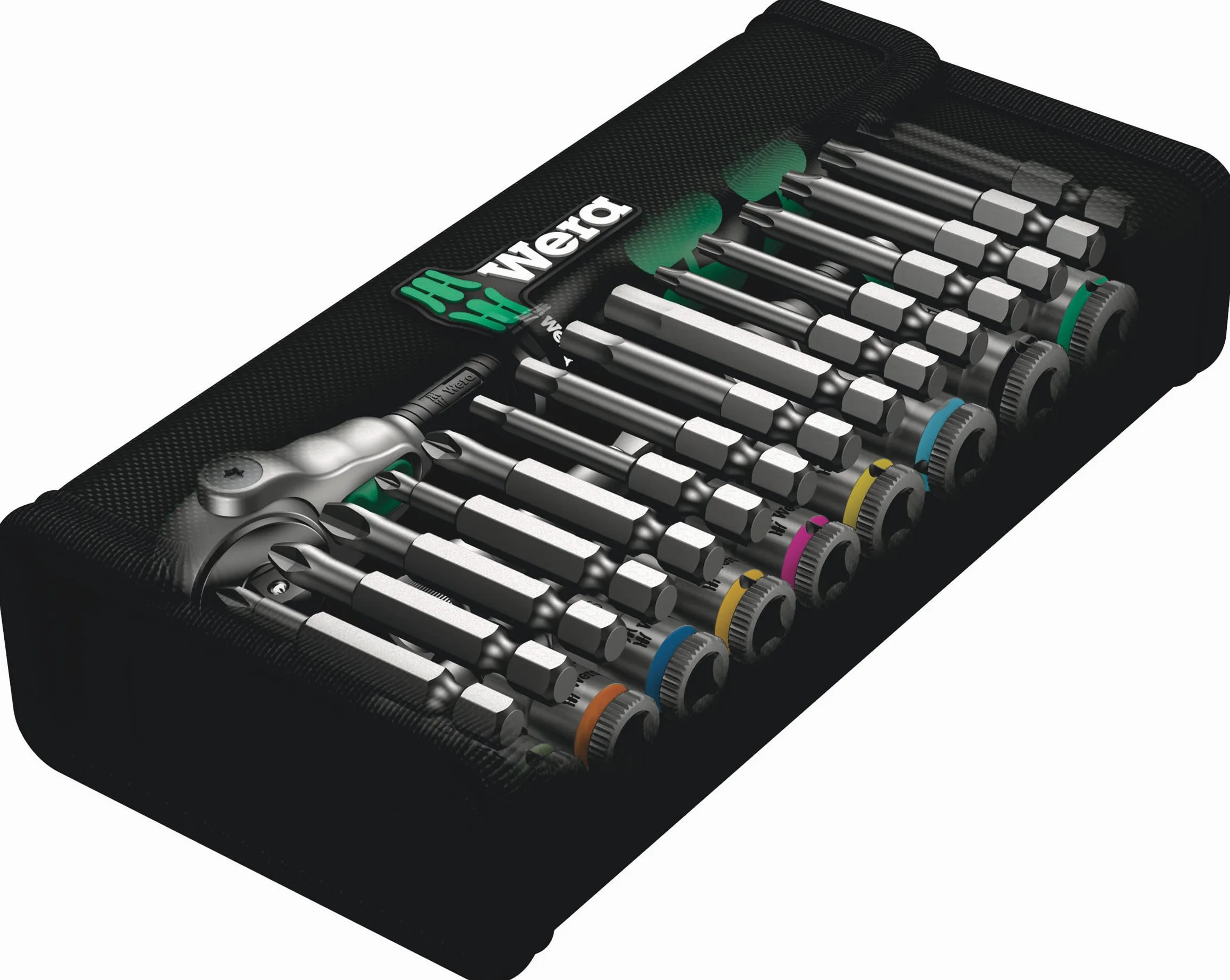 Wera Zyklop Speed 8100 SA 6 05004016001, klucze nasadowe z grzechotką, metryczne 1/4”, zestaw 28-częściowy