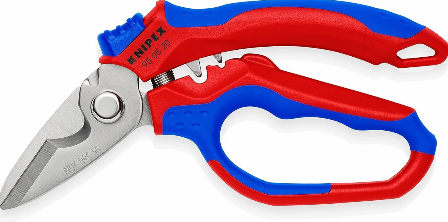 KNIPEX Nożyczki kątowe dla elektryków polerowana na wysoki połysk Z wielokomponentowymi nasadkami, wzmacniane włóknem szklanym 180 mm, 95 05 20 SB