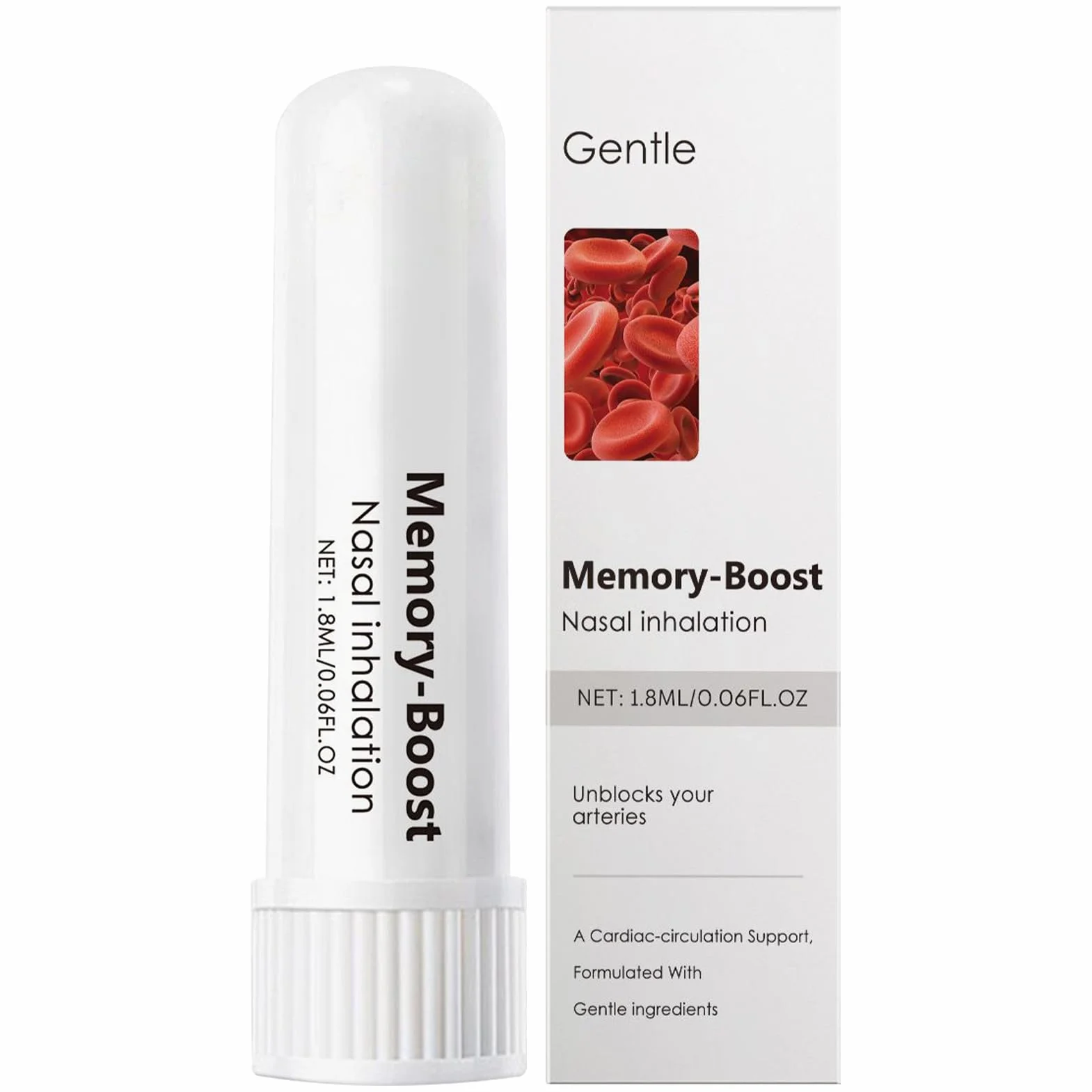 Memory Boost przenośny inhalator z przyssawką do nosa, dyfuzor do aromaterapii, świeże powietrze, miękkie składniki, kojący, 1,8 ml, do oddychania