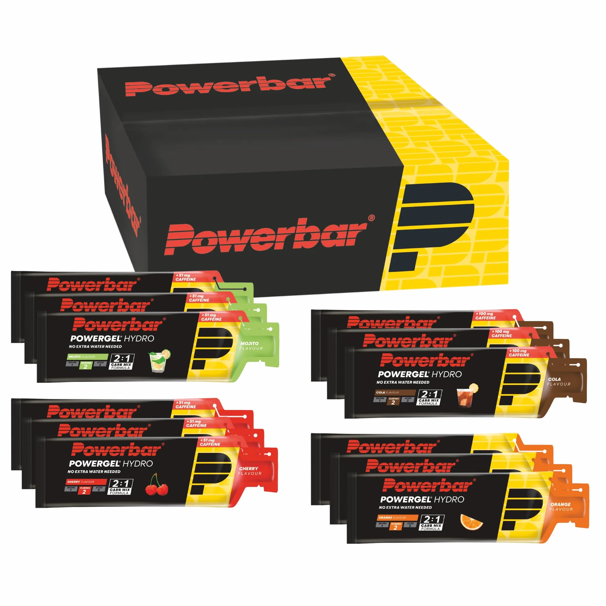 Powerbar PowerGel Hydro Multiflavourbox 12 x 67 ml – żel energetyczny o wysokiej zawartości węglowodanów + sód