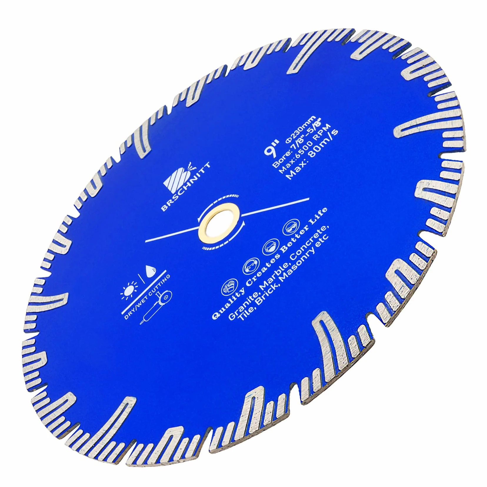 Diamentowe ostrze do cięcia turbo 23 cm, BRSCHNITT diamentowe ostrze do granitu, marmuru, betonu, płytek porcelanowych, płytek ceramicznych, muru