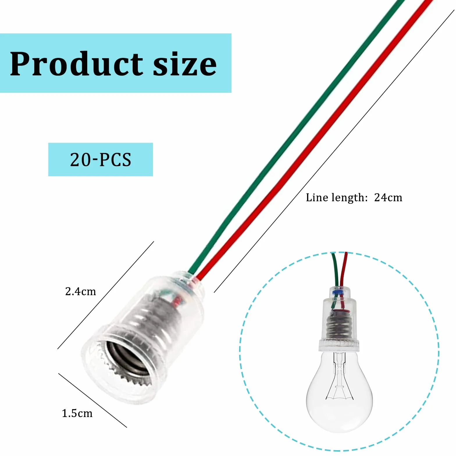 20 sztuk oprawek E10 do lamp E10 z izolowanym drutem, podstawa świetlna, do domu, żarówki LED, test elektryczny