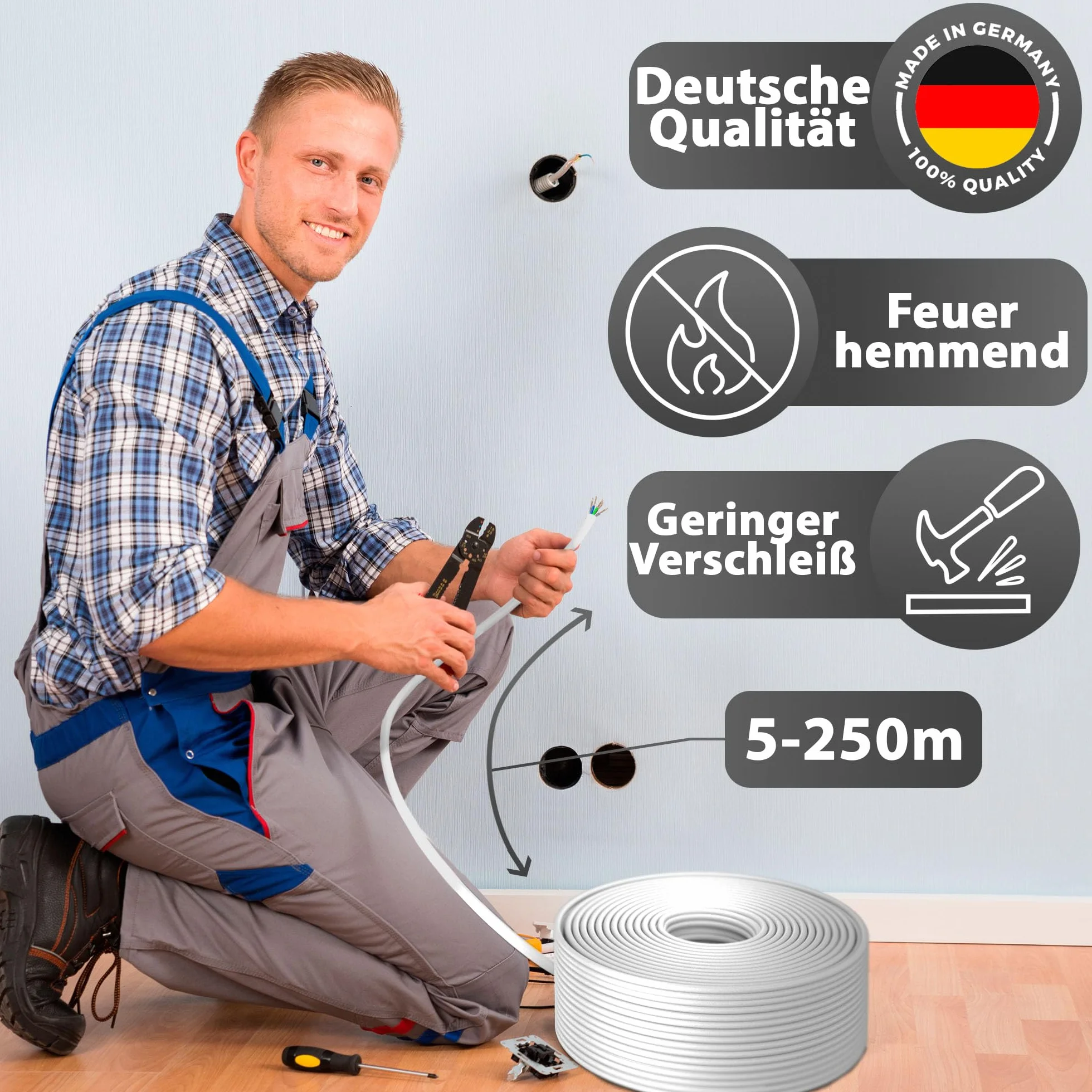 YSLY-JB 5 x 0,75 mm², elastyczny kabel sterujący, szary, przewód pomiarowy, kontrolny i regulacyjny, do obrabiarek, przewód sterujący, skrzynka do ładowania e-samochodu, przyłącze do stacji ładującej