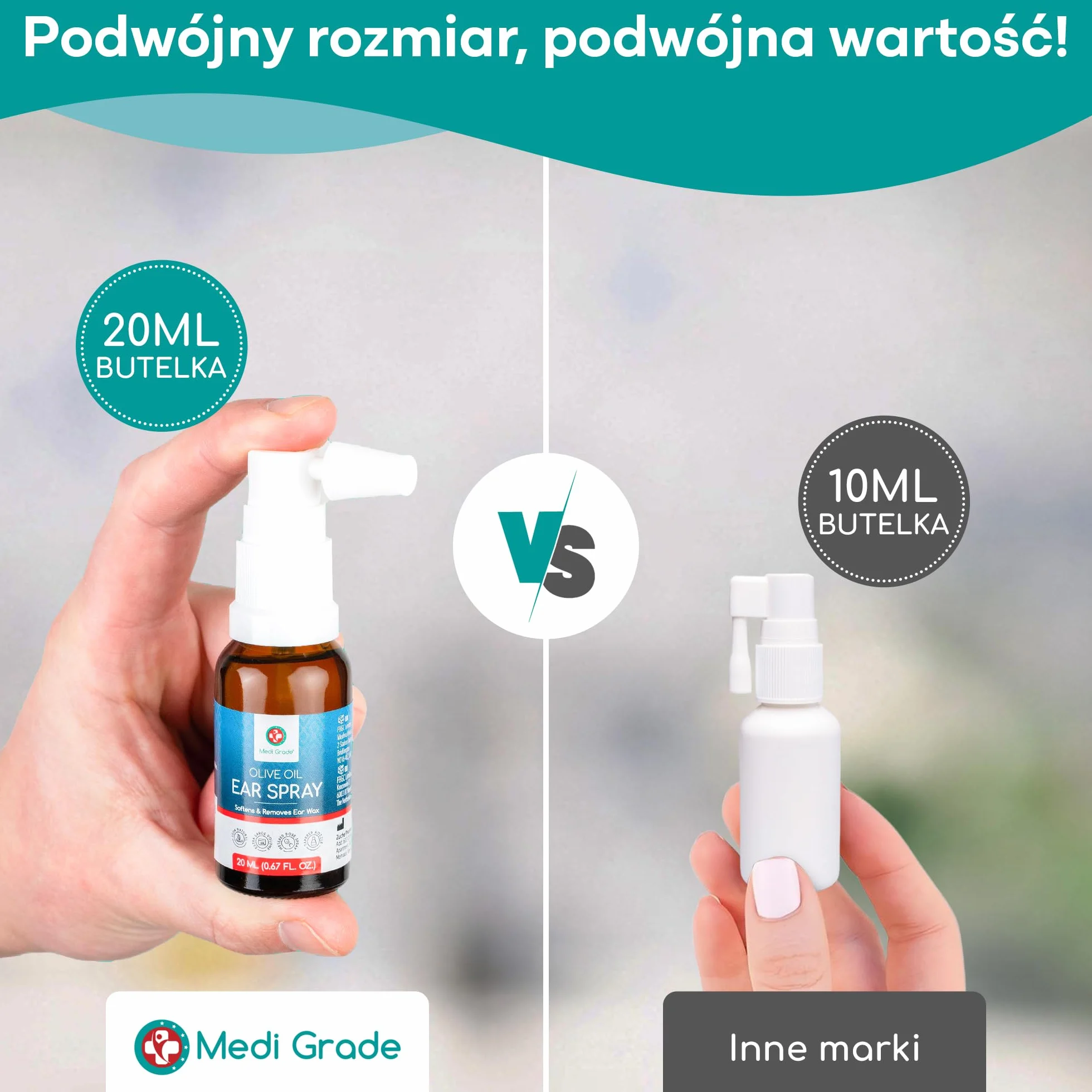 Medi Grade Olejek do Uszu w Sprayu 20ml Naturalny na Zatkane Uszy Usuwanie Woskowiny