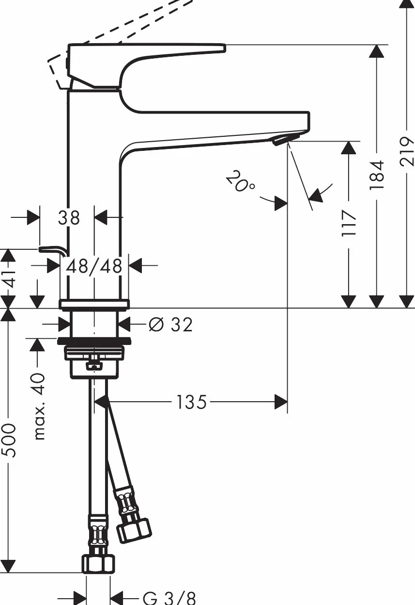 hansgrohe Metropol Jednouchwytowa bateria umywalkowa 110 z cięgłem, uchwyt jednoramienny chrom, 32506000