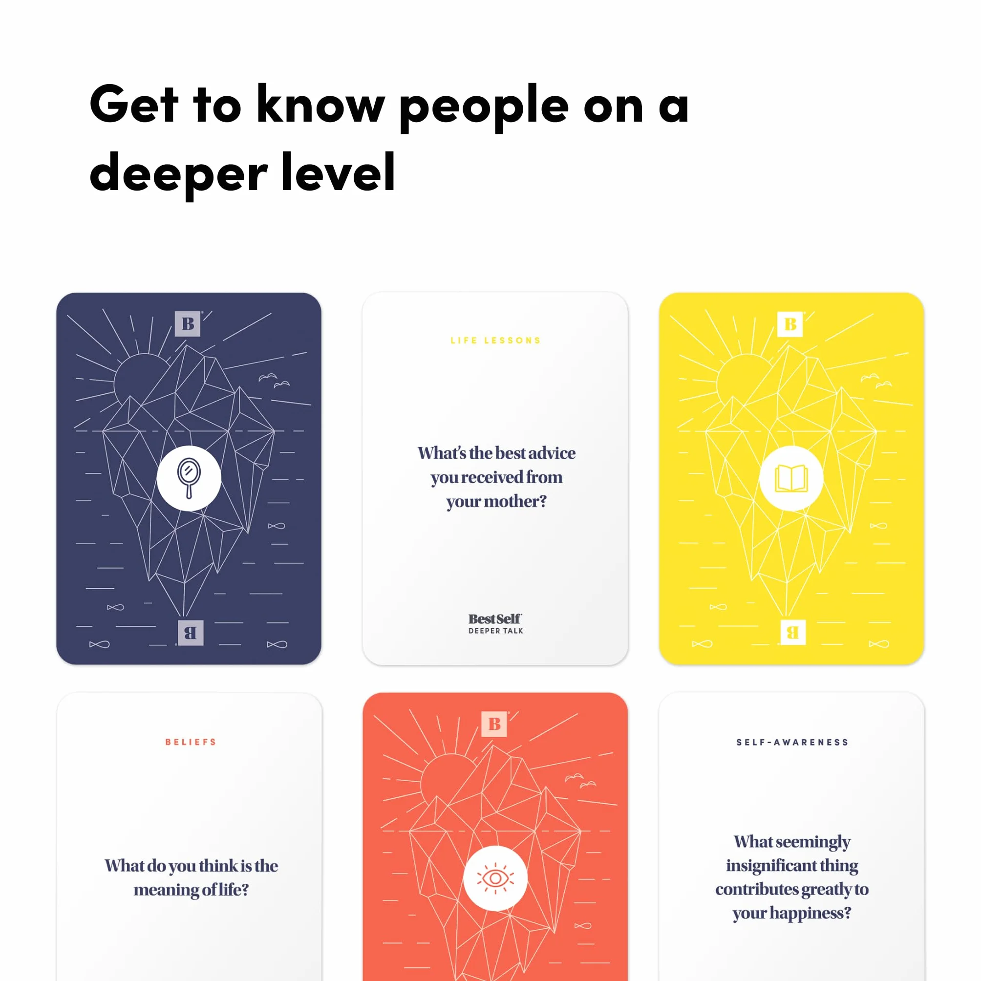 BestSelf Conversation Starter DeepTalk Deck – 150 podpowiedzi, narzędzie do nawiązywania i wzmacniania relacji