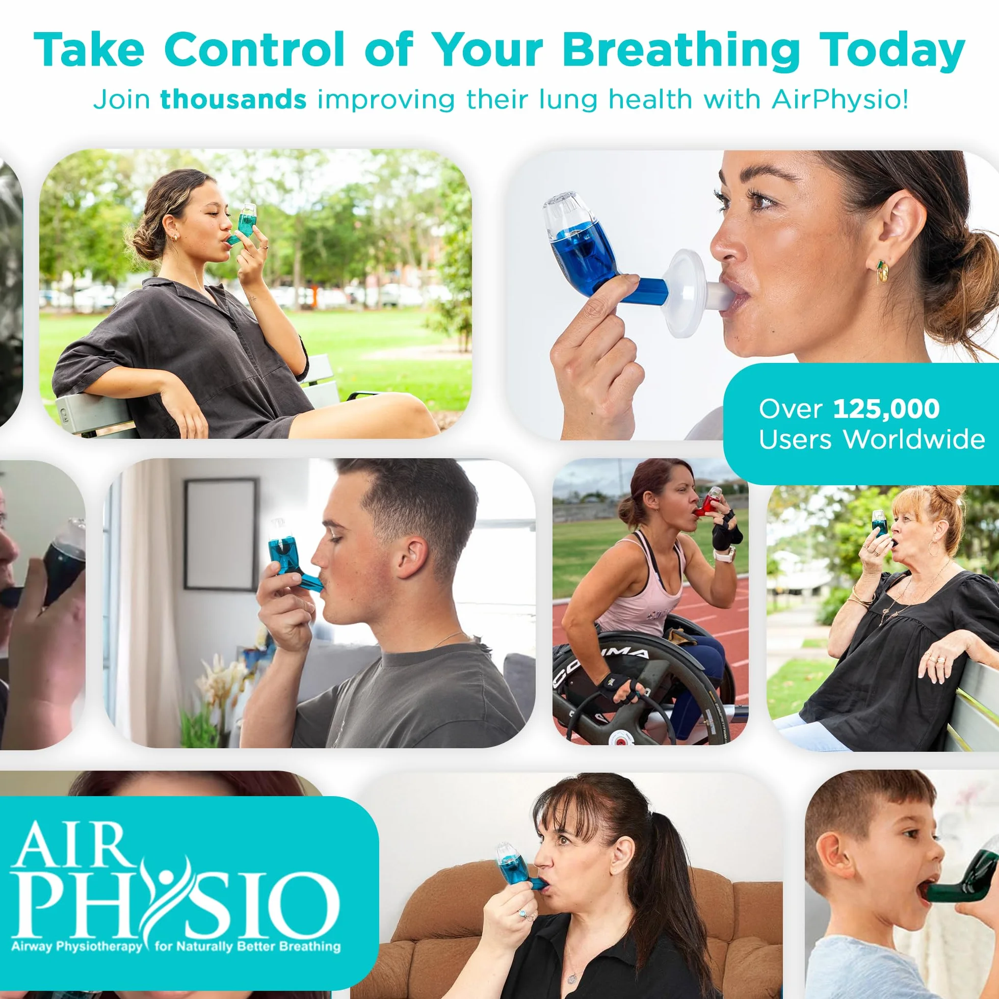 AirPhysio Zdrowie i dobre samopoczucie naturalne urządzenie do usuwania śluzu z bezpłatną ochronną torbą do przechowywania.