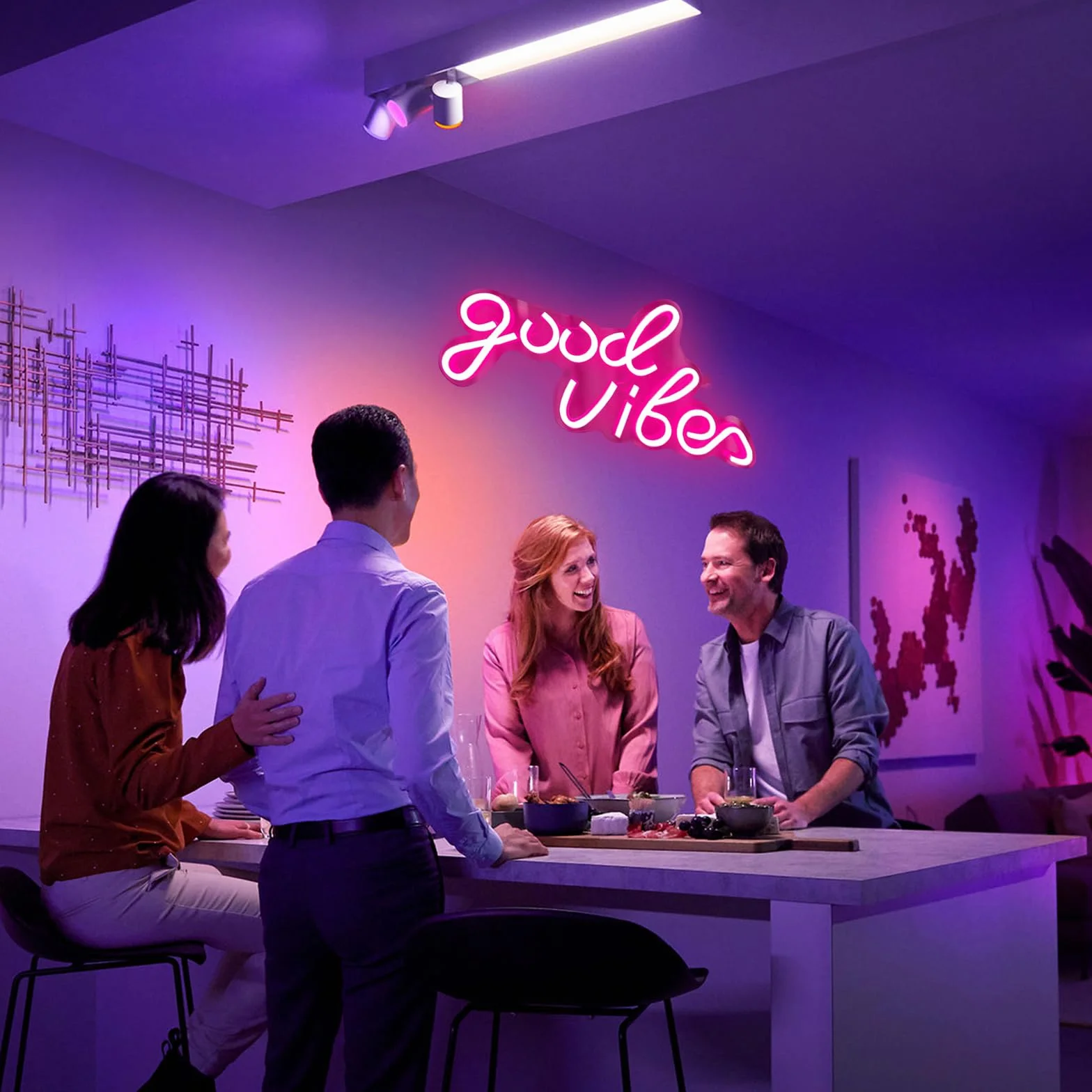Good Vibes neonowy szyld LED, różowy Good Vibes neonowy szyld, prawdziwe akrylowe neonowe światło