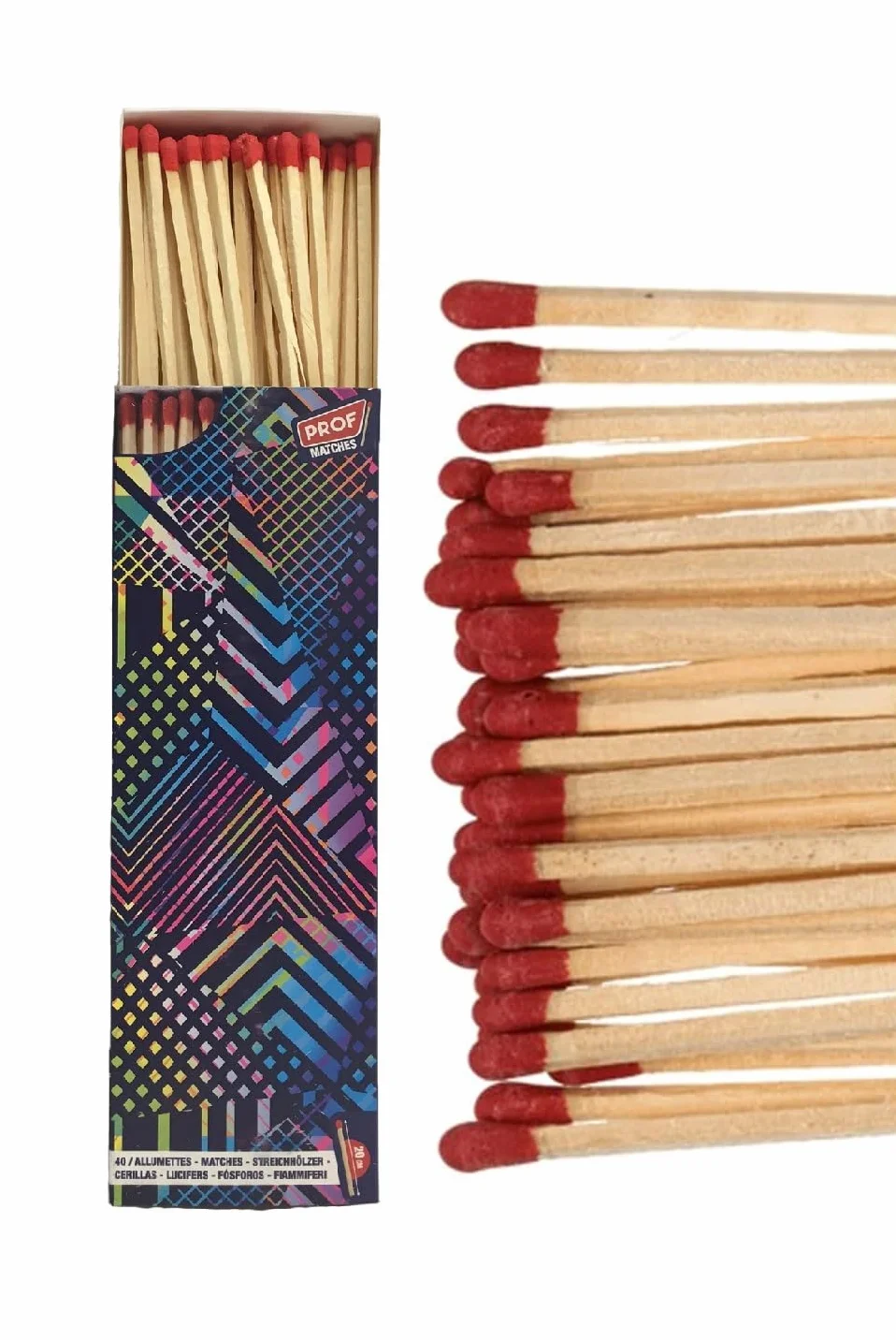 Generico Długie zapałki XXL drewniane 20 cm kij 40 zapałek do kominka, grilla, pieców