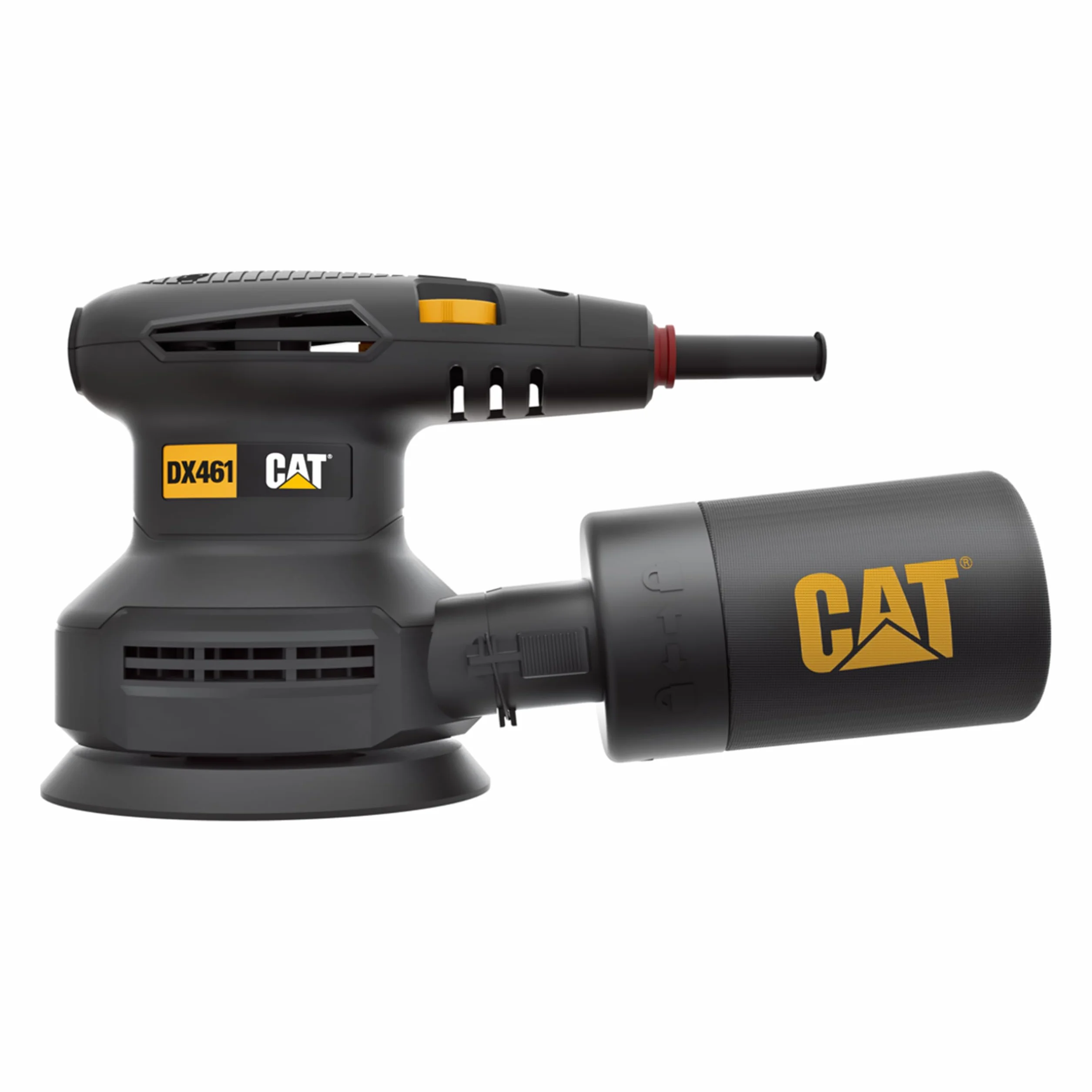CAT DX461 szlifierka mimośrodowa 125 mm, 400 W, 5000 – 14000 obr./min, Ø 2,5 mm, (w zestawie pojemnik na kurz cyklonowy, zmienna prędkość i odsysanie pyłu)