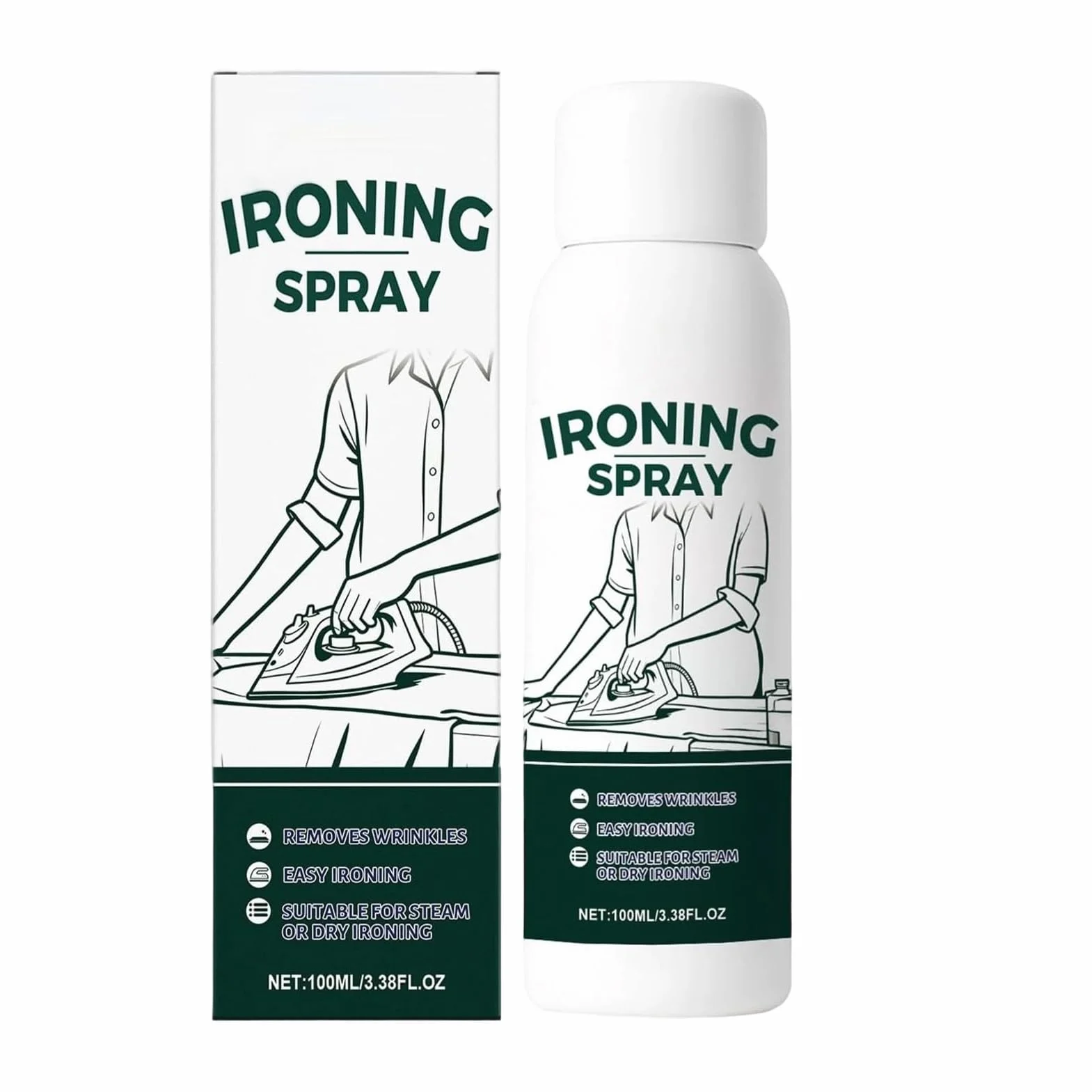 Fabric Iron Starch Spray do ubrań - 100 ml Travel Size | Heavy Hold Remover for Cotton Wool Linen Polyester Silk, Refresh and Protect Garments and Bed Sheets