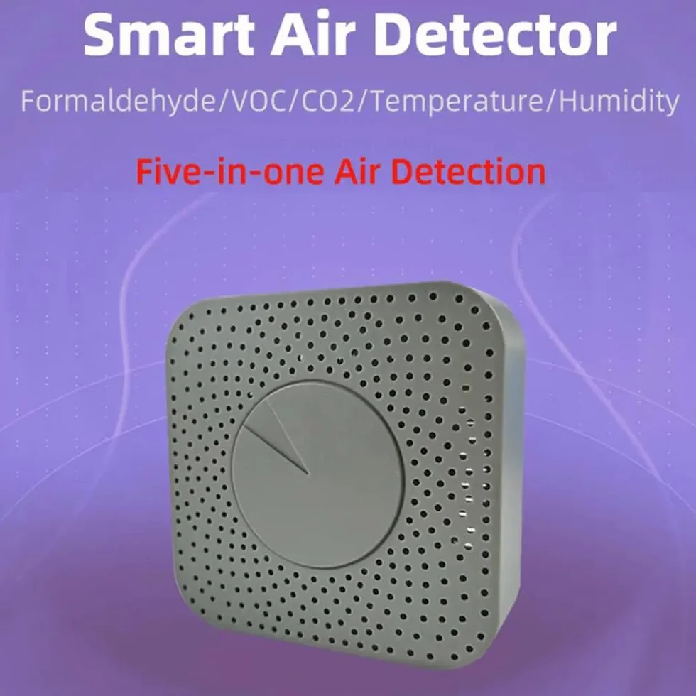 Irfora Tuya ZigBee inteligentny monitor jakości powietrza 5 w 1 Air Housekeeper HCHO/CO2/VOC/detektor temperatury/wilgotności, obsługuje zdalne sterowanie aplikacją, funkcja alarmu, kompatybilny z