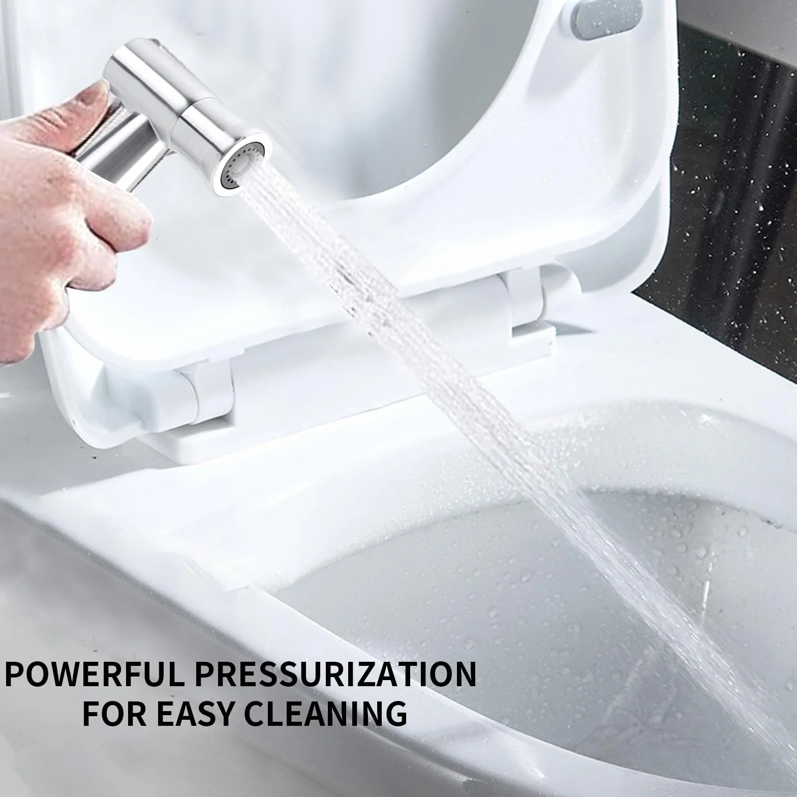 Bidet zestaw prysznicowy z kranem, dozownikiem, srebrny
