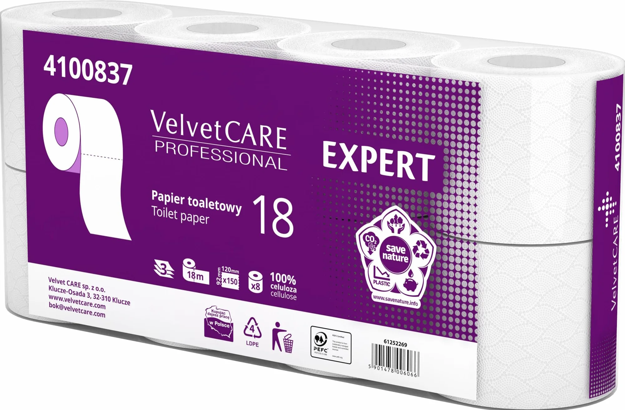 Papier toaletowy VELVET EXPERT 1 opak. 8x18m|3-war|celuloza