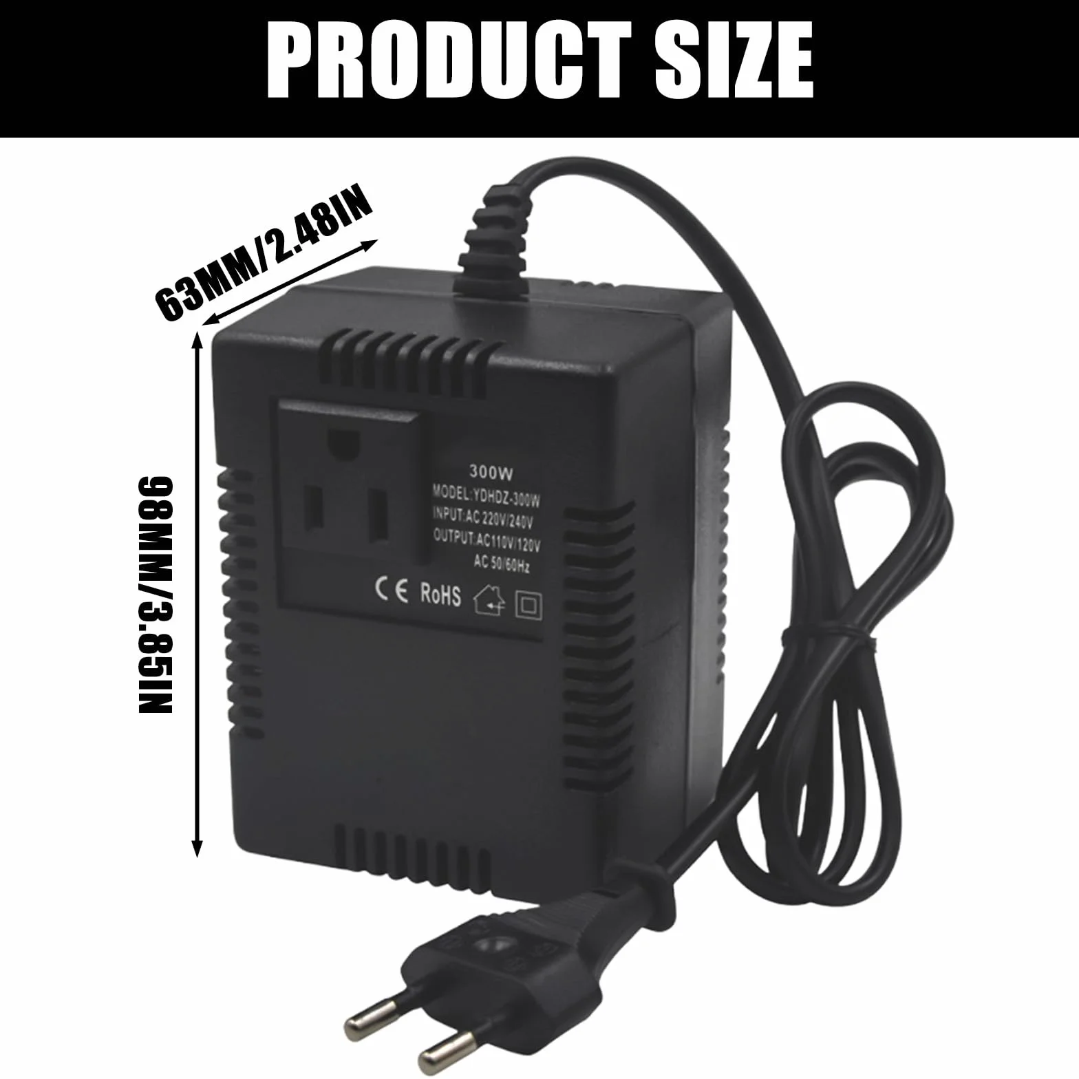 Transformator napięcia 220 V na 110 V, 300 W, adapter sieciowy krok w dół, adapter prądu podróżnego, przetwornica napięcia, do oczyszczaczy powietrza, komputerów, transformatorów, wtyczka UE