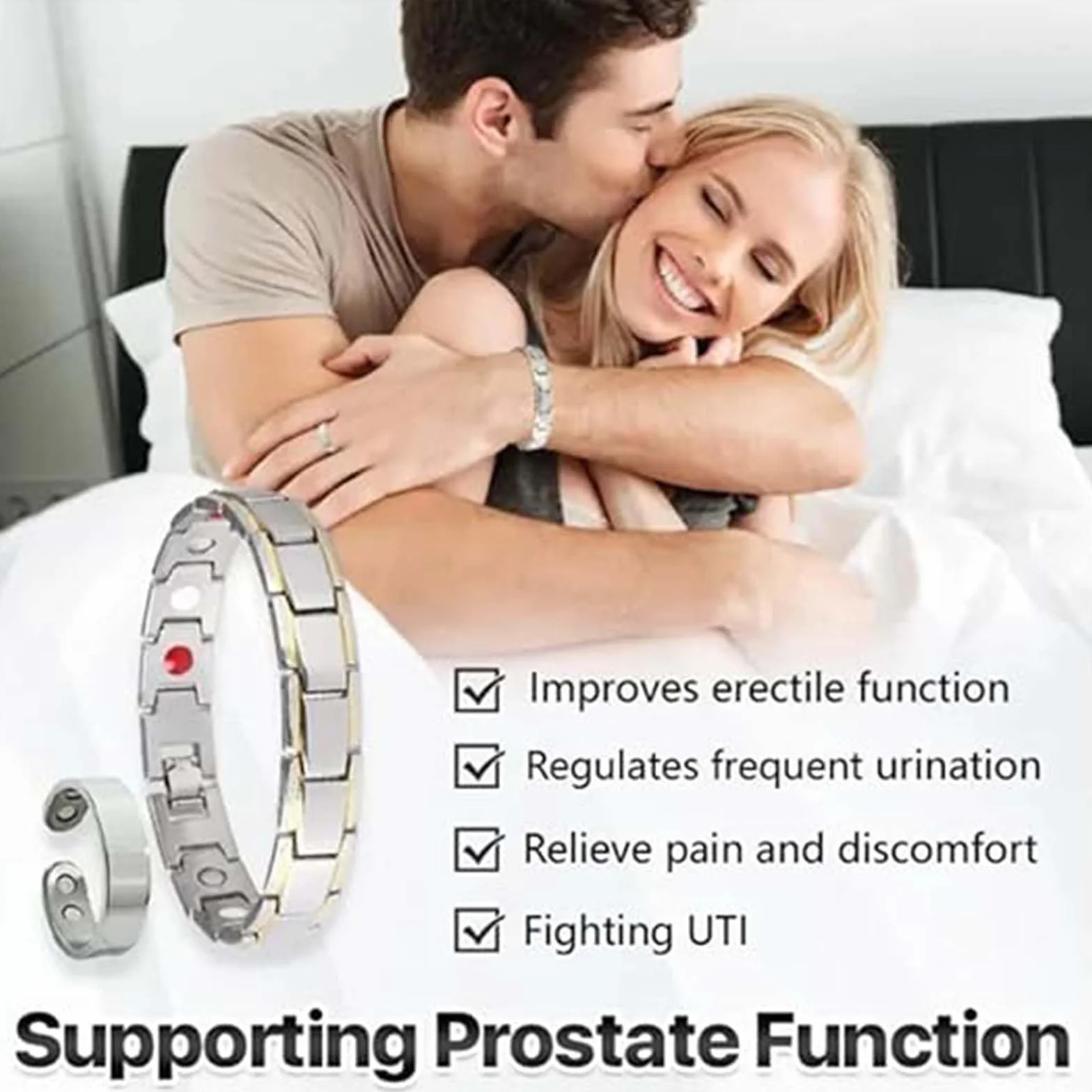 CopperPulse opaska wellness prostaty pierścień, miedziana opaska wellness prostaty + Coppermag pierścień terapeutyczny prostaty, miedziany pierścień + opaska na nadgarstek dla mężczyzn
