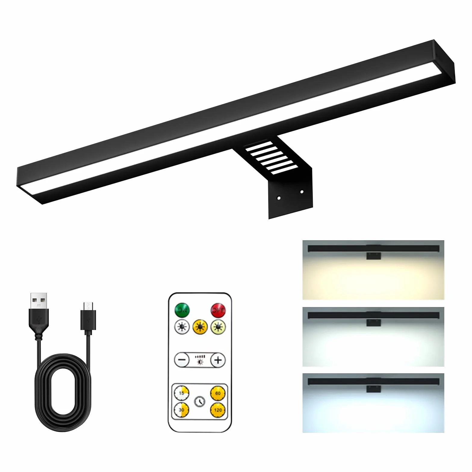 Lampki do Obrazów Ładowane Bezprzewodowe 30 cm 1,8 W Czarne Magnetyczne z Pilotem