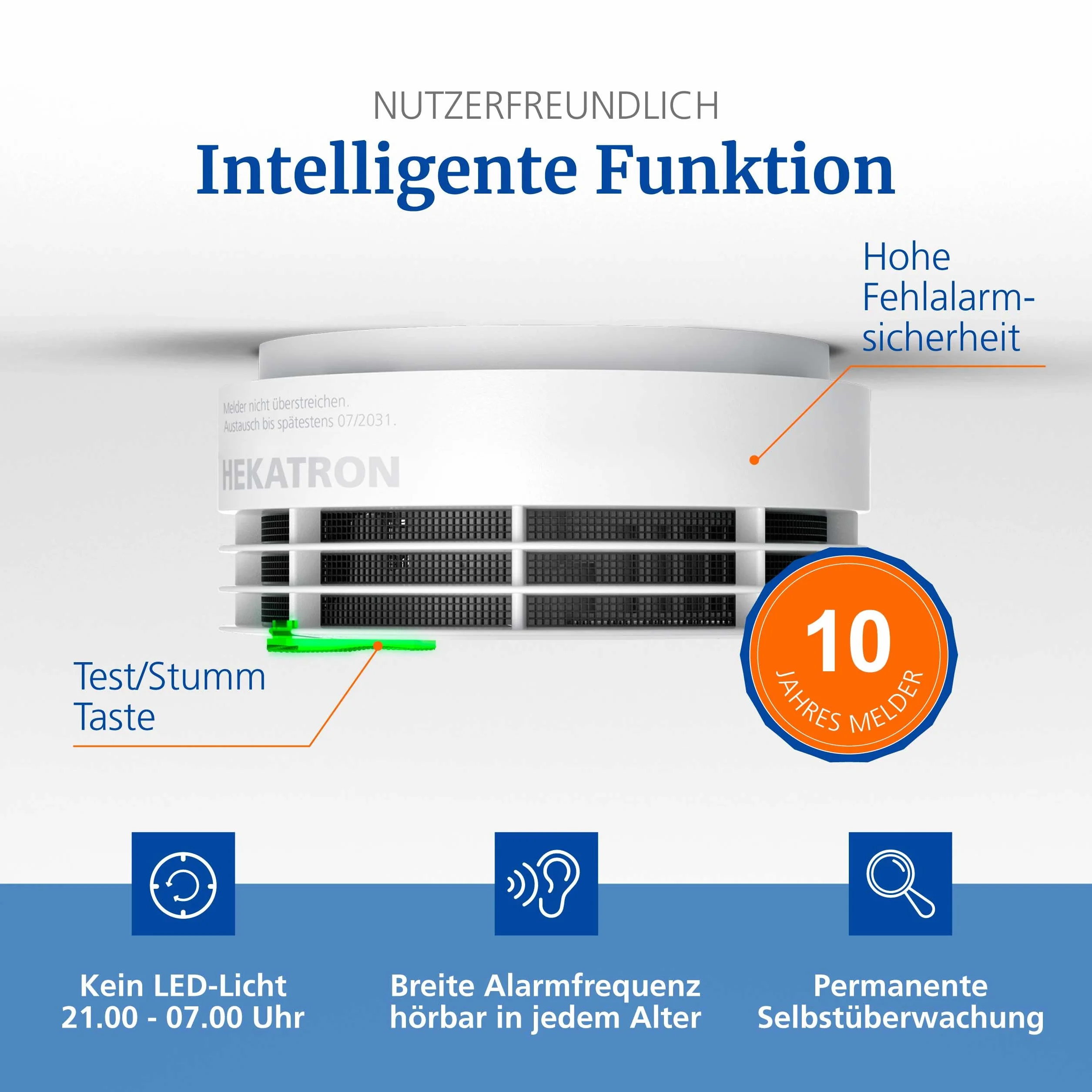 Hekatron Genius Plus Edition Rauchmelder 10 Jahre Batterie Testsieger Stiftung Warentest App-unterstützt