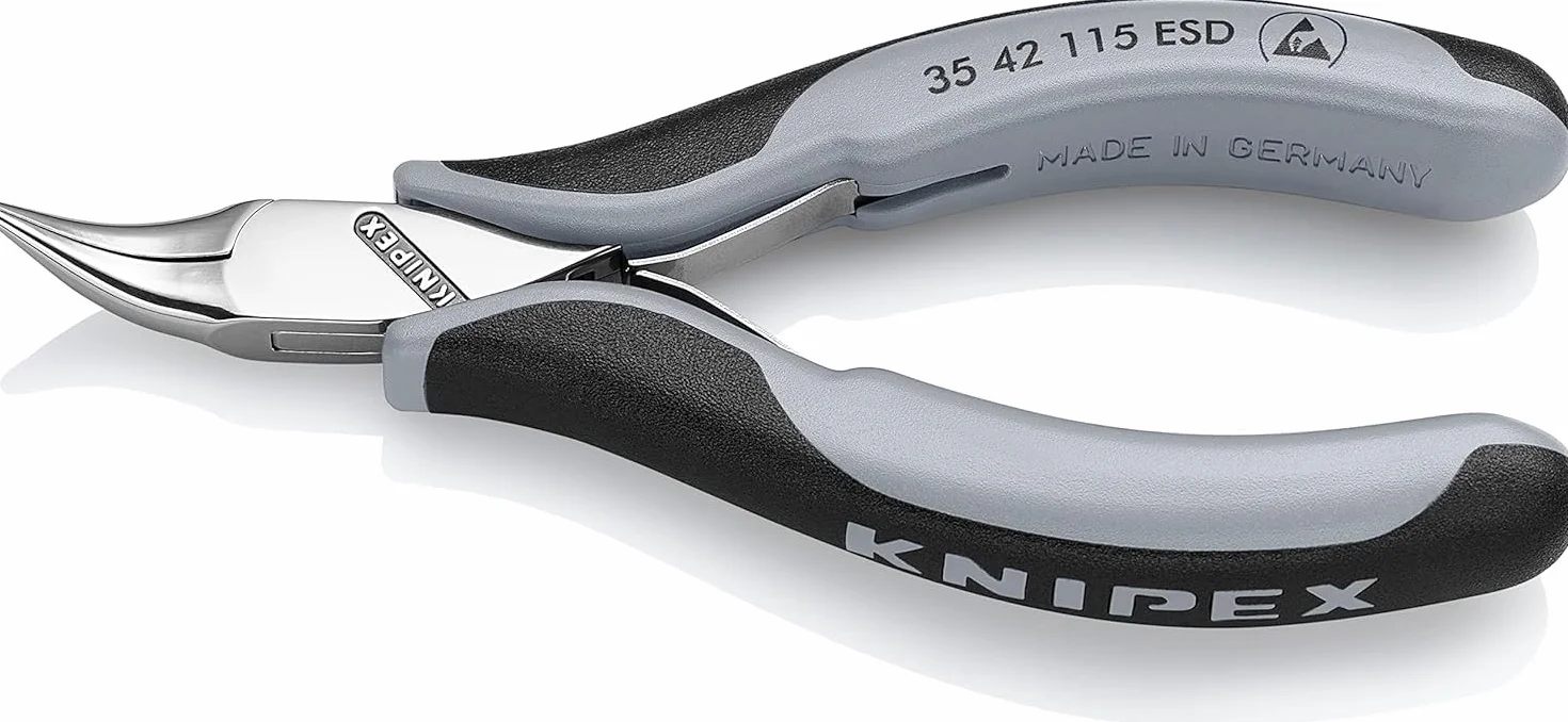 KNIPEX Szczypce ESD dla elektroników ze złączem wsuwkowym polerowana na wysoki połysk z osłonkami wielokomponentowymi 115 mm, 35 42 115 ESD