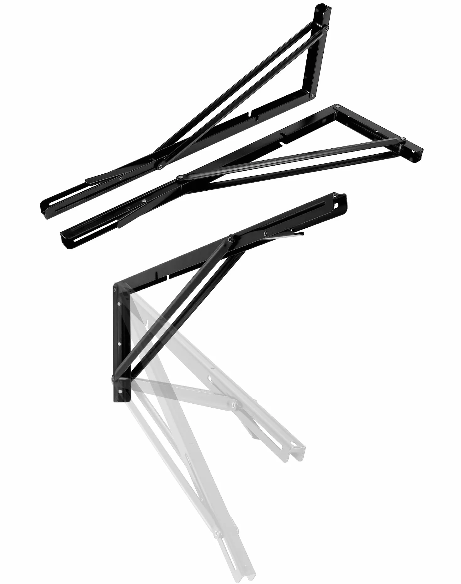 QWORK® 2 sztuki 600mm metalowy wytrzymały składany wspornik, oszczędzający miejsce składany wspornik do stołu warsztatowego dla majsterkowiczów, nośność 150kg