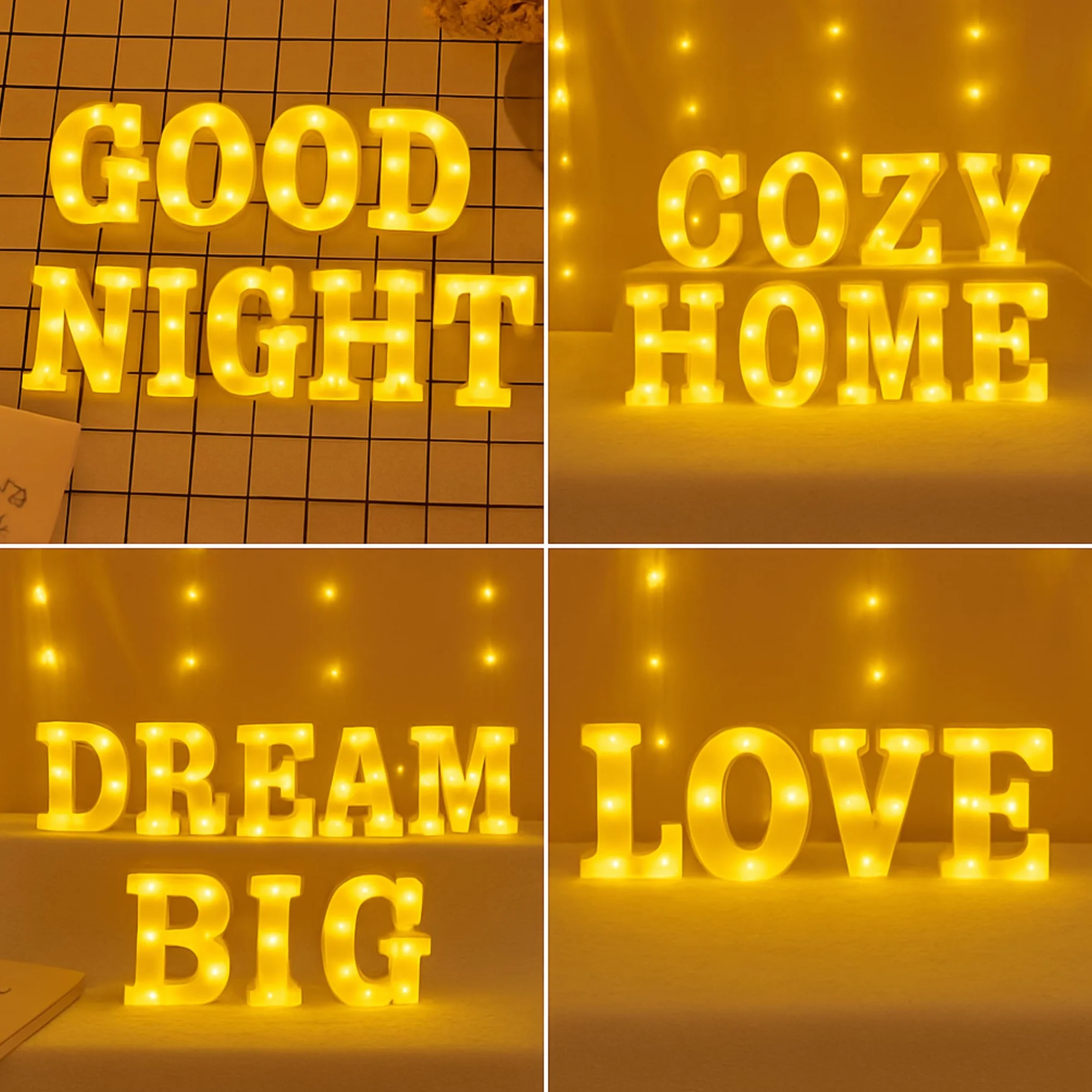 JANDEI - Świecące litery, cyfry dekoracyjne ze światłem LED, ciepły odcień 3000 K, wysokość 22 cm, zasilanie bateryjne, nastrojowe lampki nocne do domu, witryn sklepowych, uroczystości. (F)