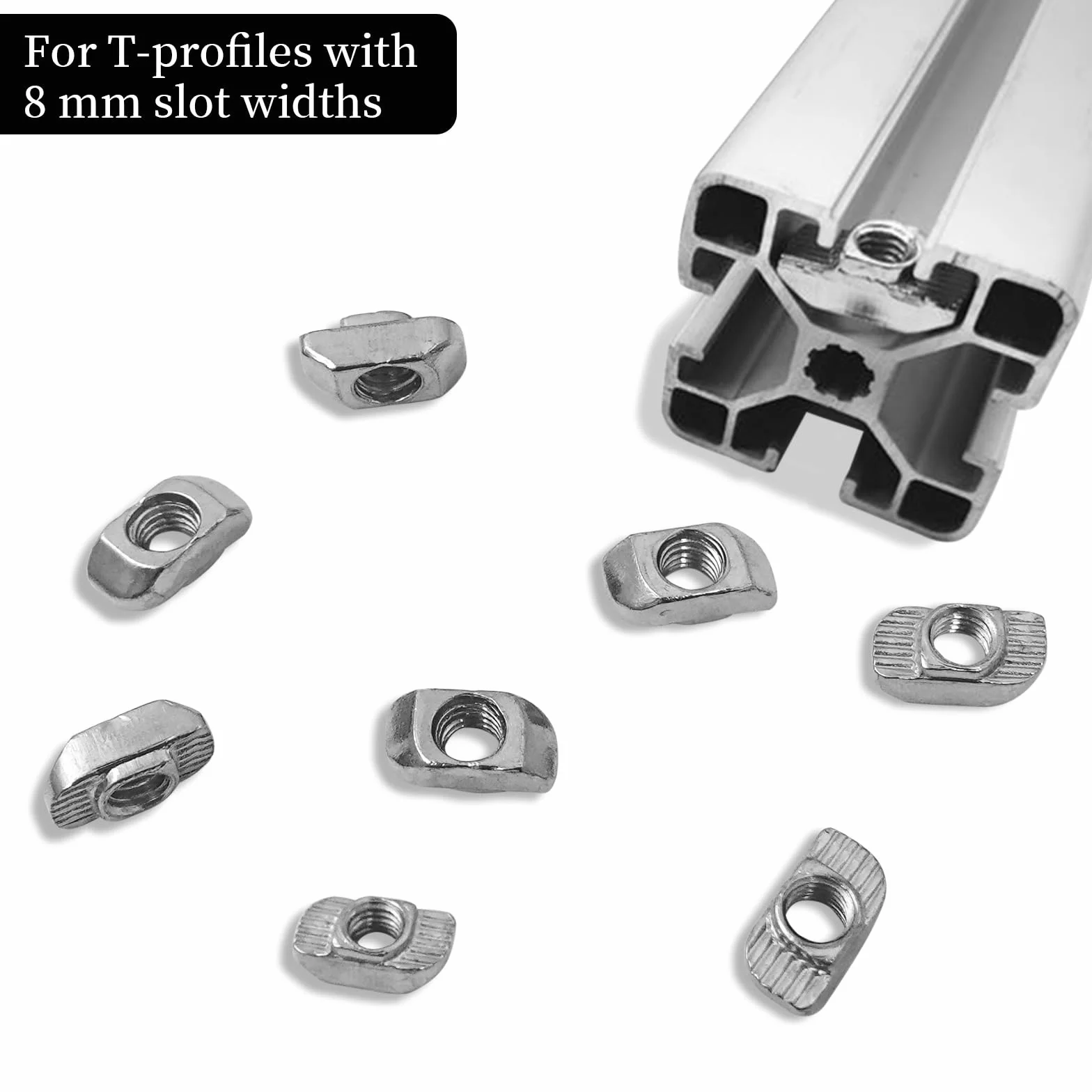 100 sztuk kamieni do rowków M6, nakrętki z łbem młotkowym, ze stali węglowej, do profili aluminiowych z serii 30, do profili aluminiowych, szyny szczelinowej, srebrne
