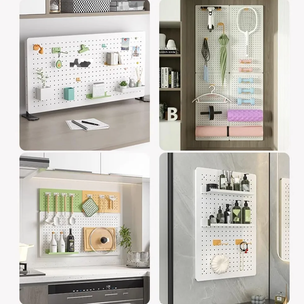 Wielofunkcyjny organizer ścienny z perforowanymi panelami, zielony, do domu i biura, 80 x 40 cm, stojak na narzędzia do majsterkowania z podstawą, perforowane panele do montażu