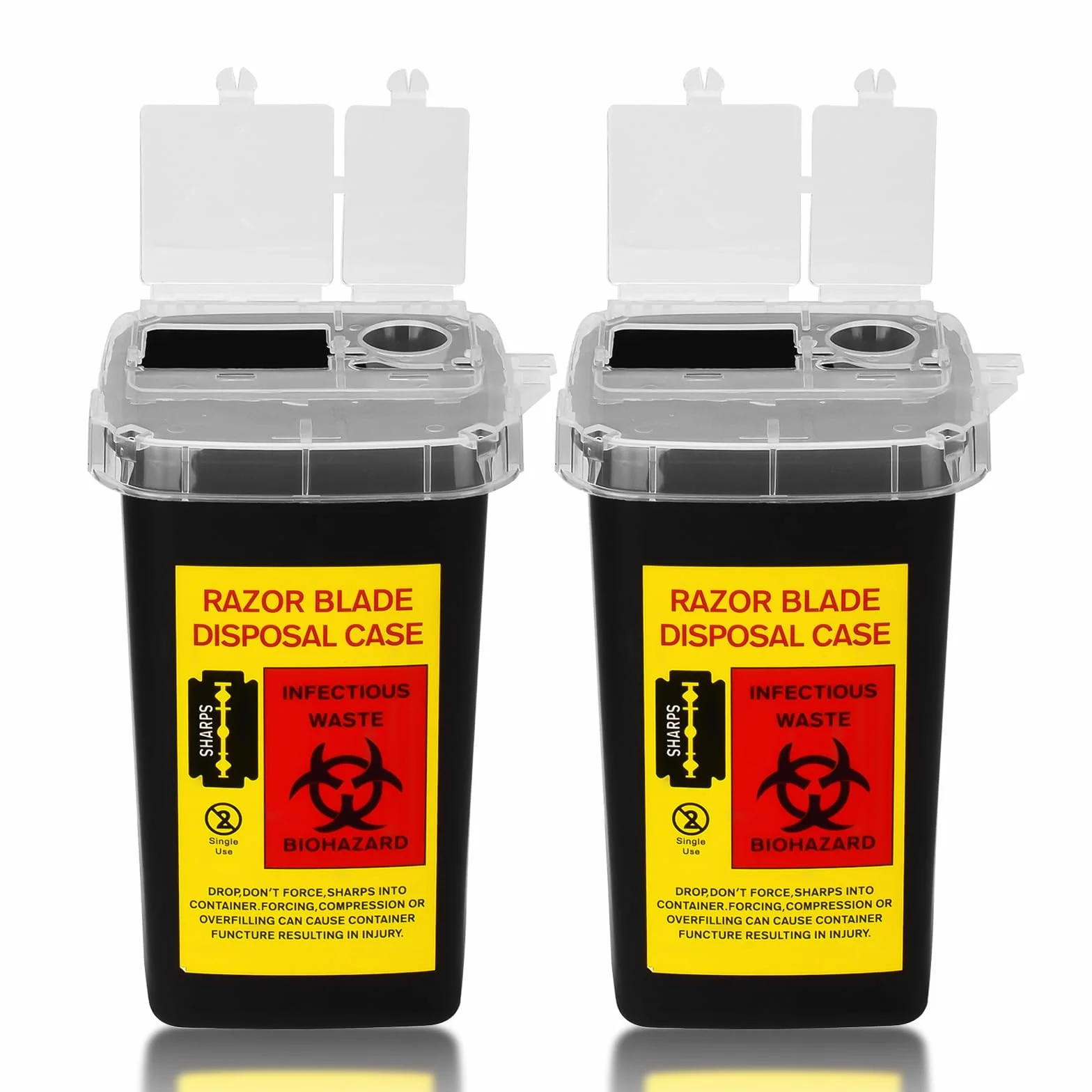 ATOMUS 2 szt. 1 l Black Tattoo Plastic Sharp Container Box Sharps Containers Needle Destruction Waste Bin Needle Disposal Bin with Lid for Tattoo Eyebrow Blade