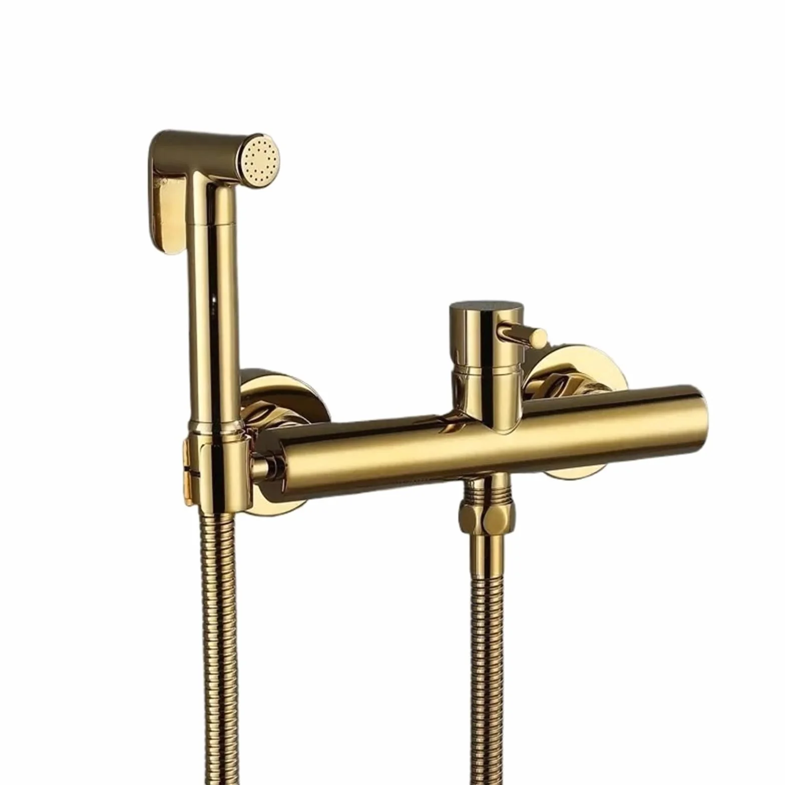 Bidet do toalety, opryskiwacz, akcesoria łazienkowe, bateria mieszająca do ciepłej i zimnej wody, bateria ścienna bidet, różowe złoto/szary (złoty)