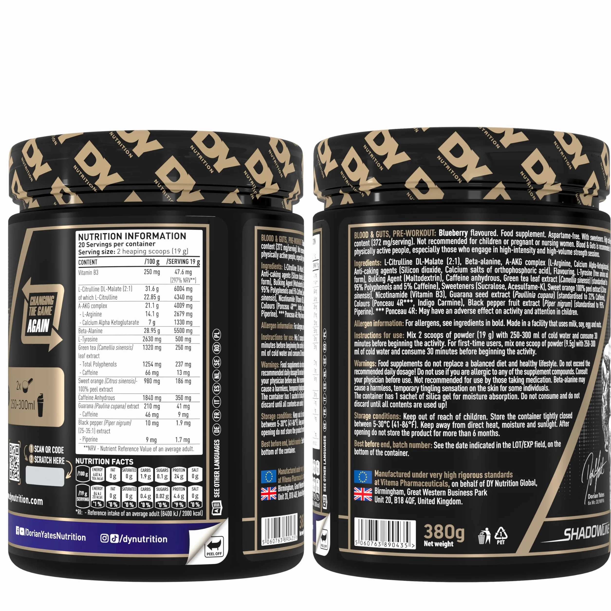 Przedtreningowa krew i jelita 380 g 20 porcji jagoda