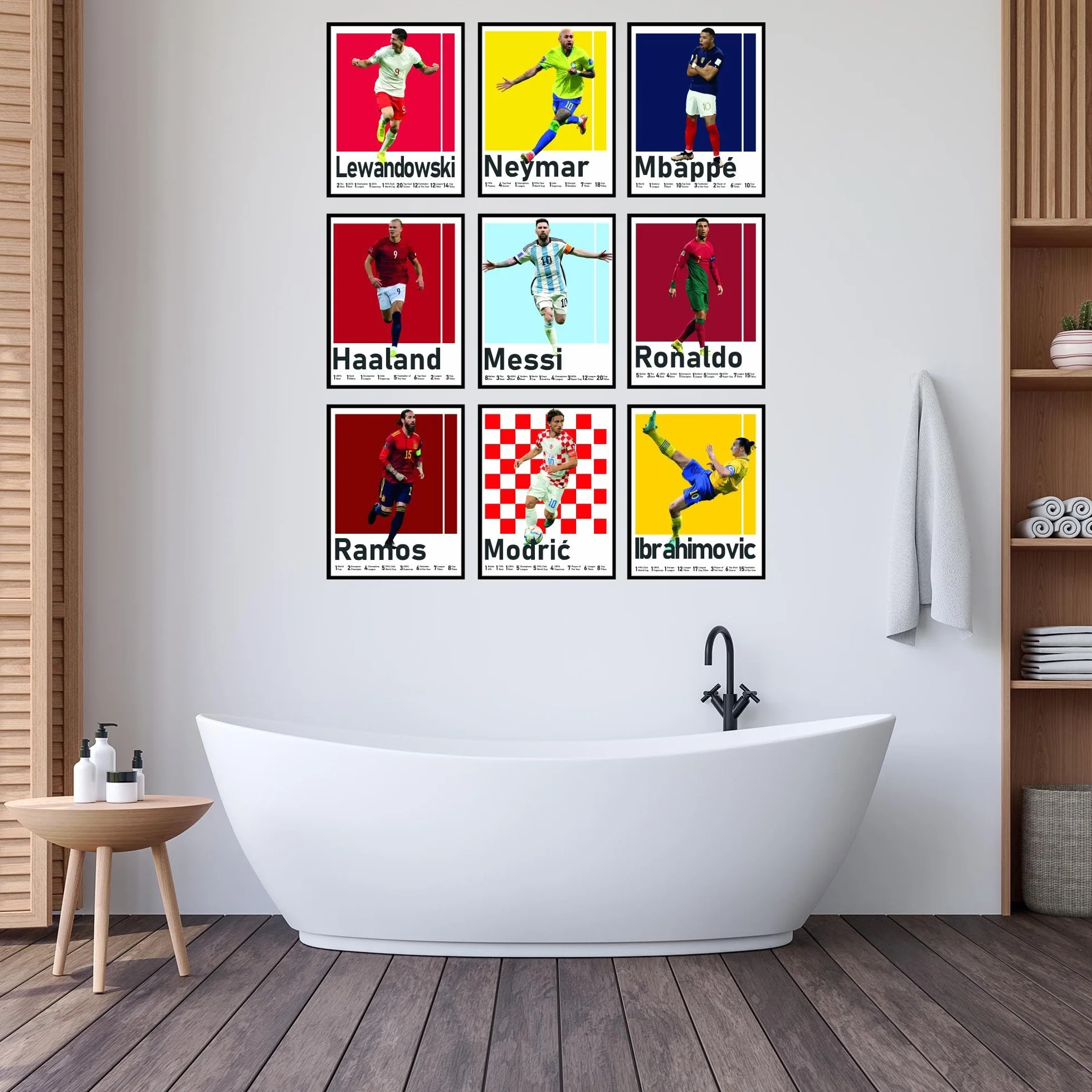 BigWig Prints Plakaty piłkarskie - dekoracja sypialni piłkarskiej dla chłopców, plakat piłkarski Messi, dekoracja pokoju piłkarskiego dla chłopców, plakat Ronaldo i Messi, plakaty Messi do sypialni