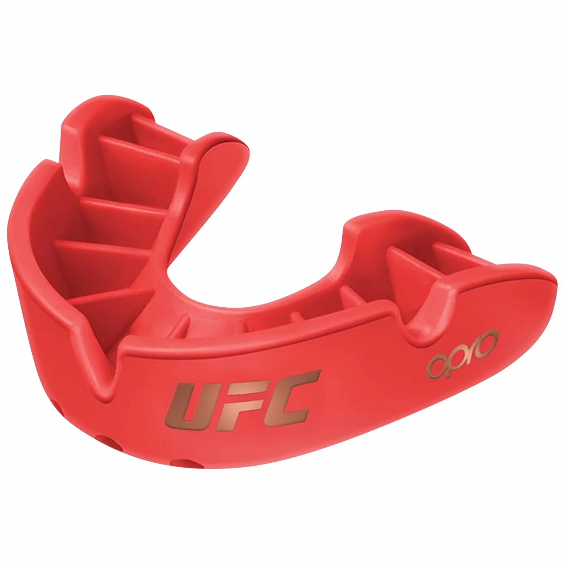 OPRO Bronze Level UFC sportowa osłona na zęby dla dorosłych i młodzieży z etui i urządzeniem montażowym, osłona dziąseł do UFC, MMA, boksu, BJJ i innych sportów walki (czerwona, dla dorosłych)