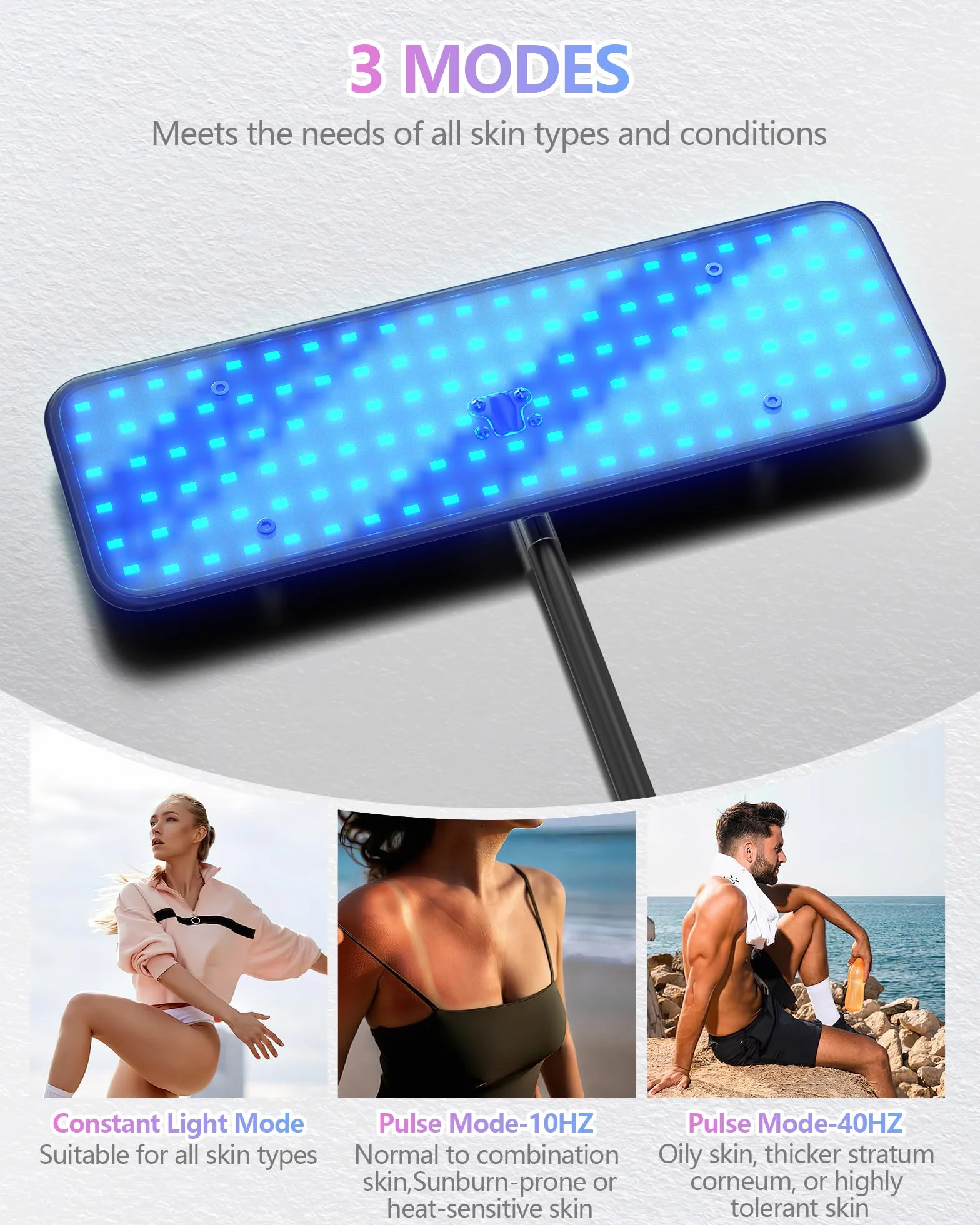 Solarium do domu, 50 W, lampa do opalania z opuszczanym cokołem, 225 szt., 460 NM + 490 NM, perły do terapii światłem niebieskim, do użytku domowego