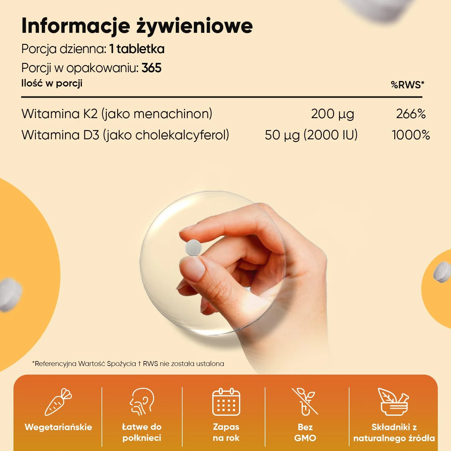 Witamina D3 i K2 2000 IU + 200 µg – 365 wegetariańskich tabletek witaminy D i MK7, produkt bez GMO – Witamina D przyczynia się do utrzymania prawidłowego stanu kości (EFSA)