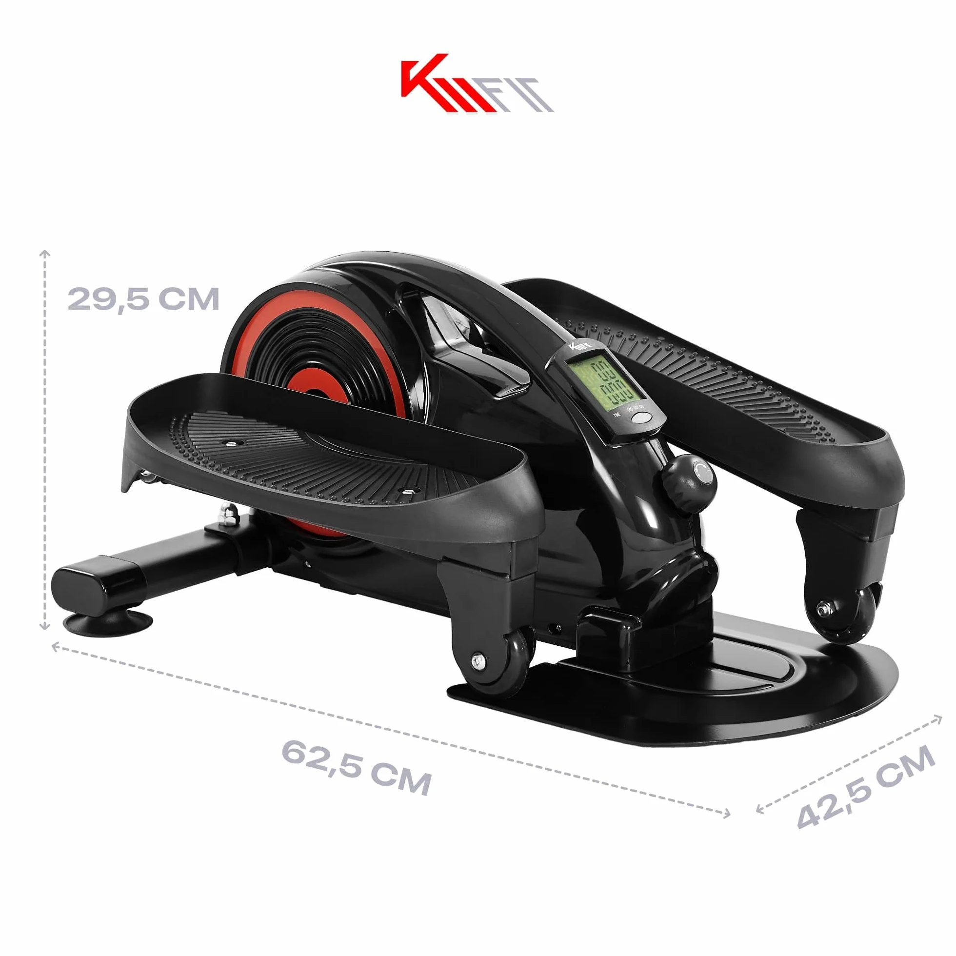 KM FitTrenażer nóg z wyświetlaczem LCD i aplikacją | Rower treningowy | Mini trenażer eliptyczny | Crosstrainer do domu i biura | Płynna regulacja oporu magnetycznego | Do 100 kg | System SilentBelt
