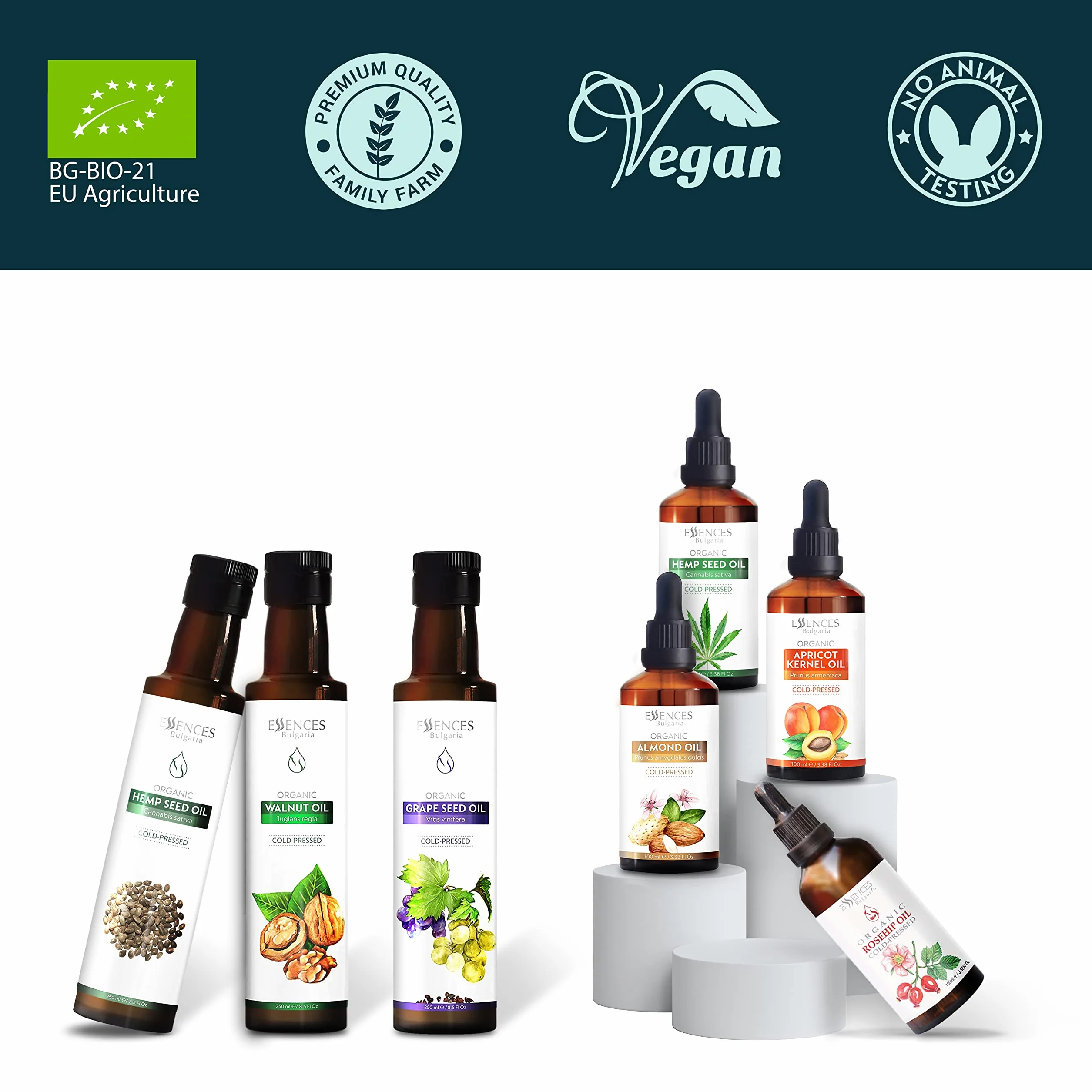 Essences Bułgaria Organiczny Olejek z Pestek Moreli 100 ml Naturalny Tłoczony na Zimno Jakość Terapeutyczna