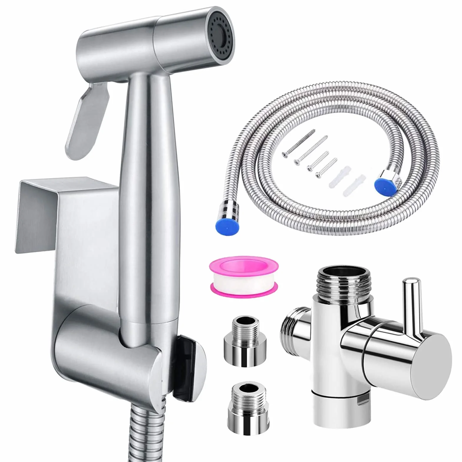 Bidet ręczny spray do toalety ze stali nierdzewnej z zaworem 3-drożnym 1/2"-3/8"