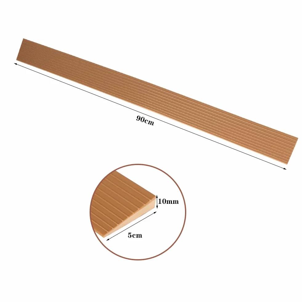 Rampa progowa dla wózków inwalidzkich, 900 x 50 x 10 mm, PCW, do wózków inwalidzkich i chodzików, gumowa rampa do wózków inwalidzkich, wózków dziecięcych lub skuterów, brązowa