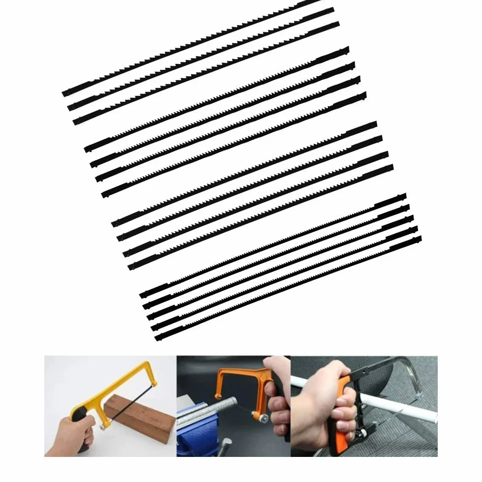 16 sztuk piły do drewna do Compact Scroll 10/15/18/24 Teeth Pinned Scroll Saw Blades Wood Working Power Tool Accessories for Sawing Wood Plastic Foam Soft Metals