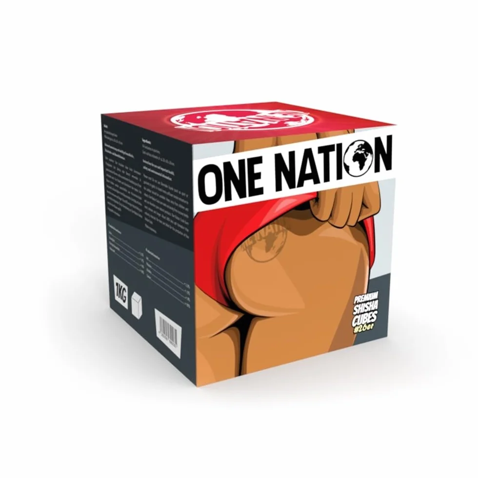 ONE NATION | Premium 26 węgielków kokosowych do sziszy, węgiel naturalny, Hookah Charcoal Shisha ze 100% misek kokosowych – maks. czas palenia 120 minut | wysoka temperatura | bez smaku własnego i