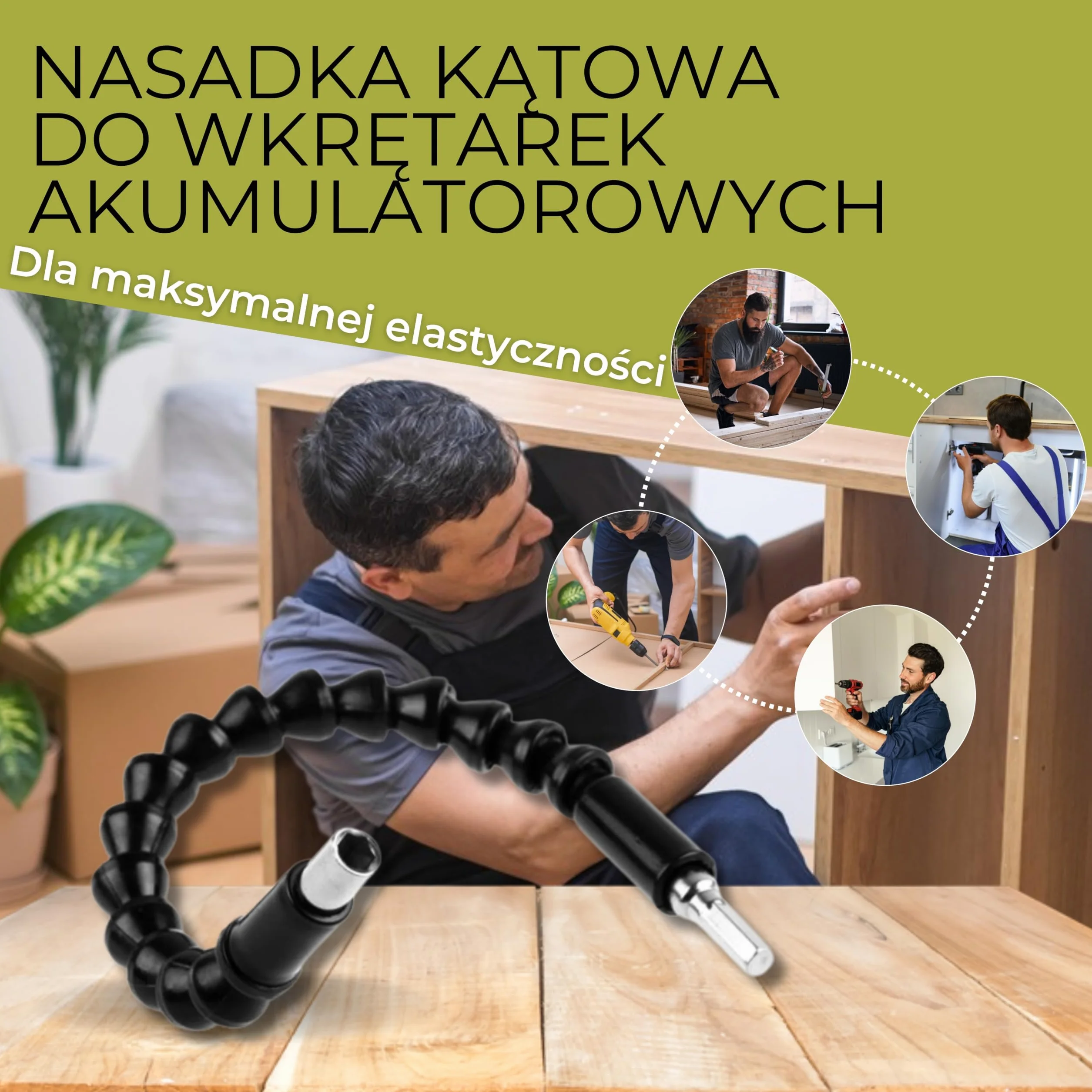 Solidny adapter kątowy do wkrętarki, magnetyczny krótki adapter 90 stopni! | Poręczna przystawka kątowa do wiertarki z momentem do 75 Nm. Wytrzymała, niewielka końcówka z przedłużką z ulepszonej stali.