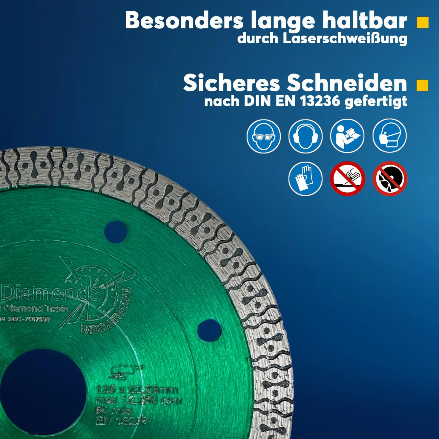 EDW Diamentowa tarcza do cięcia płytek gresowych 125 mm x 22,2 mm profesjonalna tarcza do płytek do szlifierek kątowych