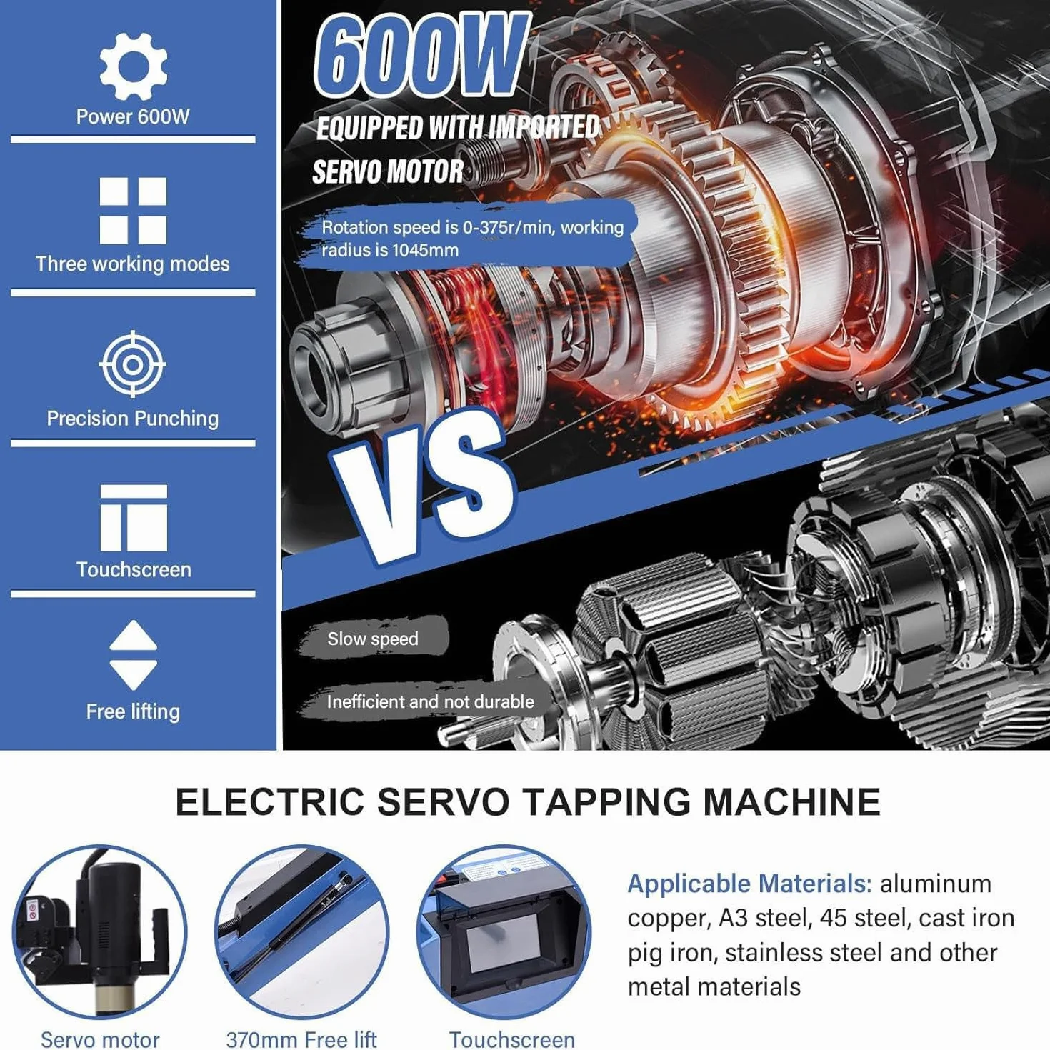 M3-M16 Elektryczna maszyna do gwintowania Stożek Ramię do gwintowania 360 ° Uniwersalne gwintowniki 1100 mm Elastyczne ramię gwintujące W zestawie 8 sztuk standardowych tulei