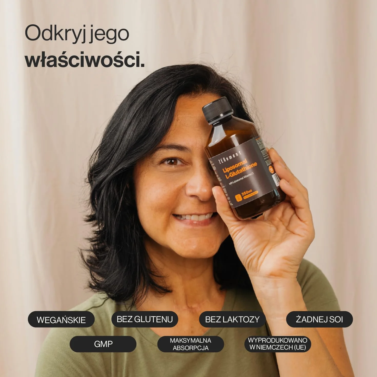 Liposomal L-Glutation, + Witamina C, 250 ml wegańskie | Maksymalna biodostępność, silny przeciwutleniacz | Wegańskie, bez alergenów, bez GMO | Zenement
