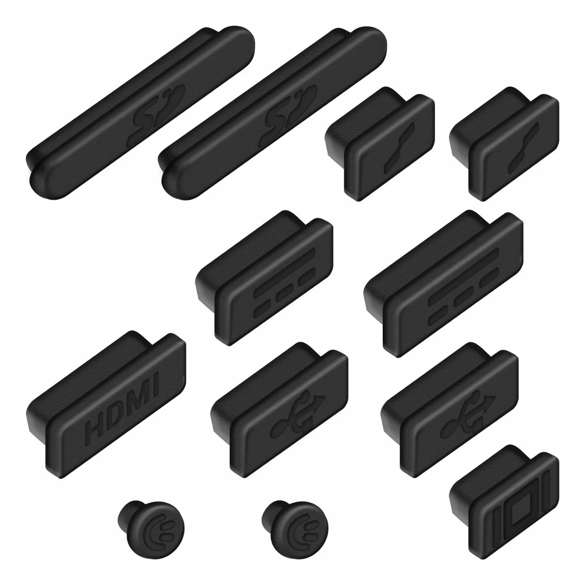 kwmobile 12 x osłona przeciwpyłowa kompatybilna z Apple MacBook Pro 13" 15" Retina/Air 11" 13" (od połowy 2011 do połowy 2016) – zatyczka do wtyczki Dust Plug wtyczka przeciwpyłowa czarna