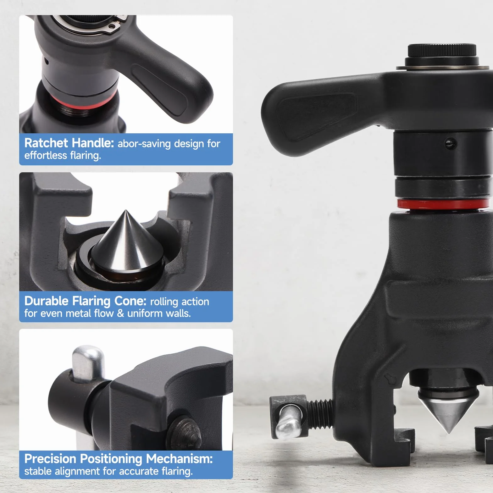 iCrimp Ekscentryczny zestaw narzędzi do zaginania, zestaw narzędzi do rozjaśniania z grzechotką 5-19 mm (3/16" – 3/4") z przecinakiem do rur i usuwania zadziorów, do rur miedzianych, HVAC