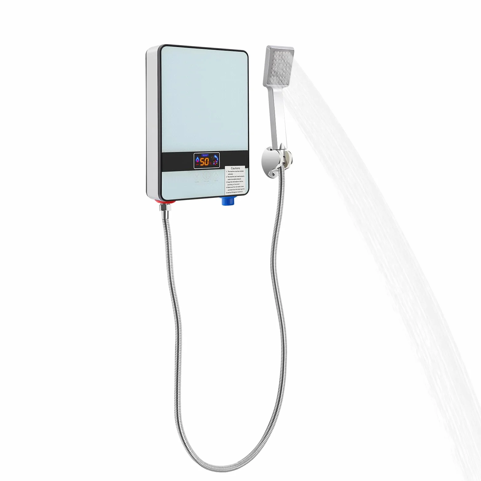 Elektryczny podgrzewacz wody, 6500 W, bezzbiornikowy podgrzewacz wody, montaż ścienny, natychmiastowy podgrzewacz wody z ekranem dotykowym LED i zestawem prysznicowym, 30-55°C, do łazienki, kuchni