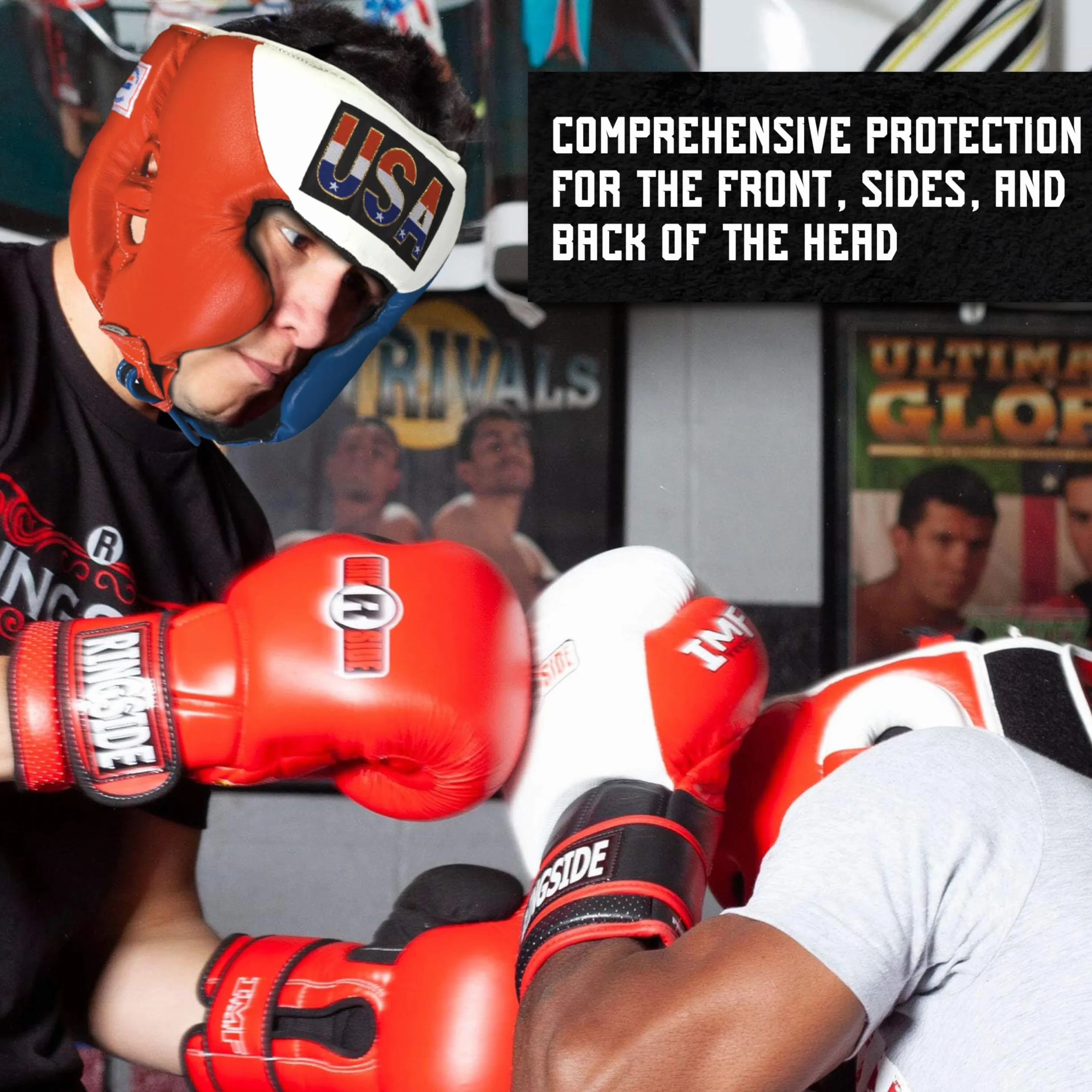 Ringside Competition Boxing Muay Thai MMA Sparring ochrona głowy nakrycia głowy policzki, czarne, L