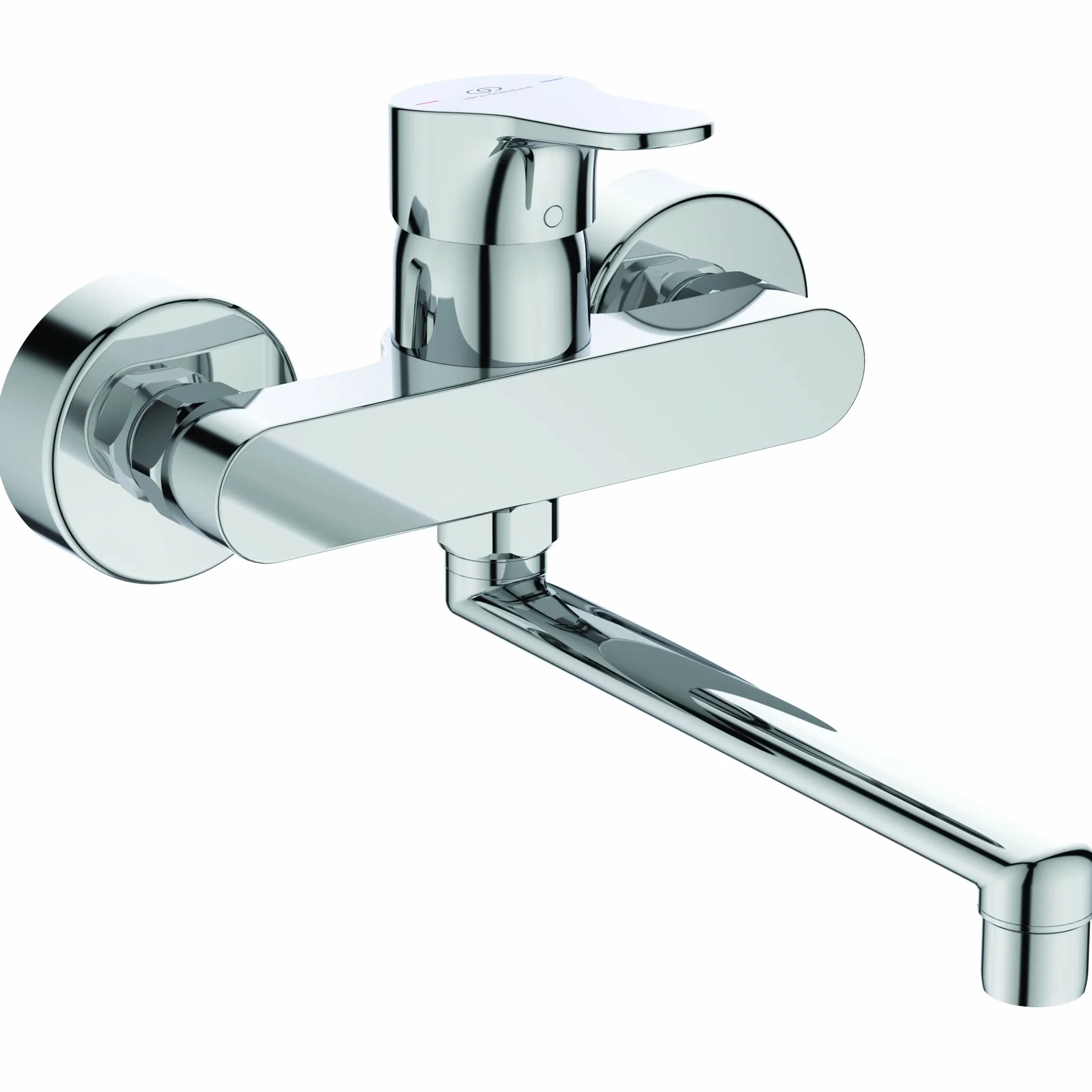 Ideal Standard Cerabase bateria kuchenna jednouchwytowa naścienna, wylewka obrotowa o 360°, chromowana
