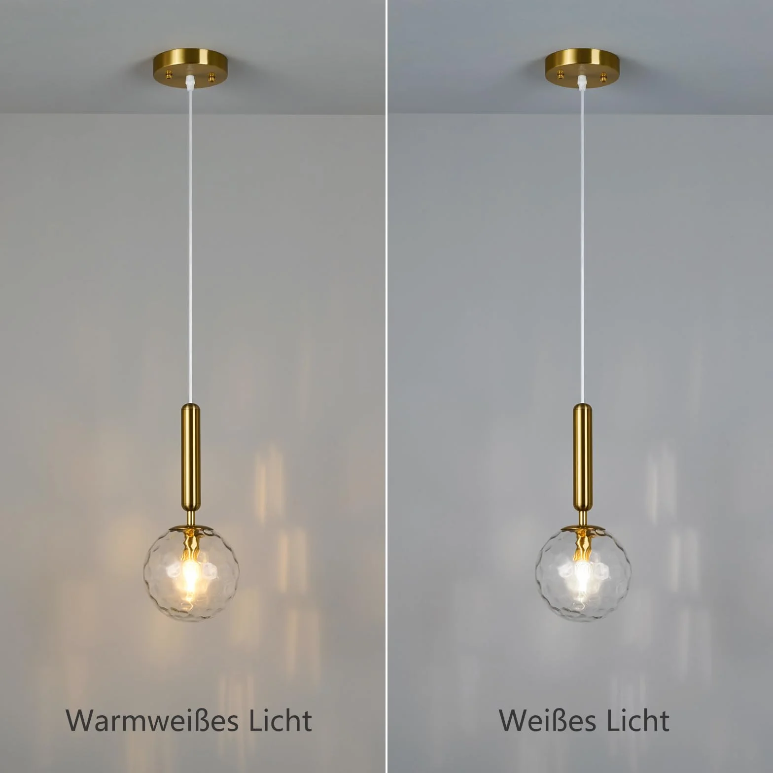 Nowoczesne złote wiszące światło dla wyspy kuchennej Mid-Century Wisiorek Światła z mleczno-białym kryształowym globusem Szkło Wisiorek Światła do sypialni Jadalnia (1-Pack)